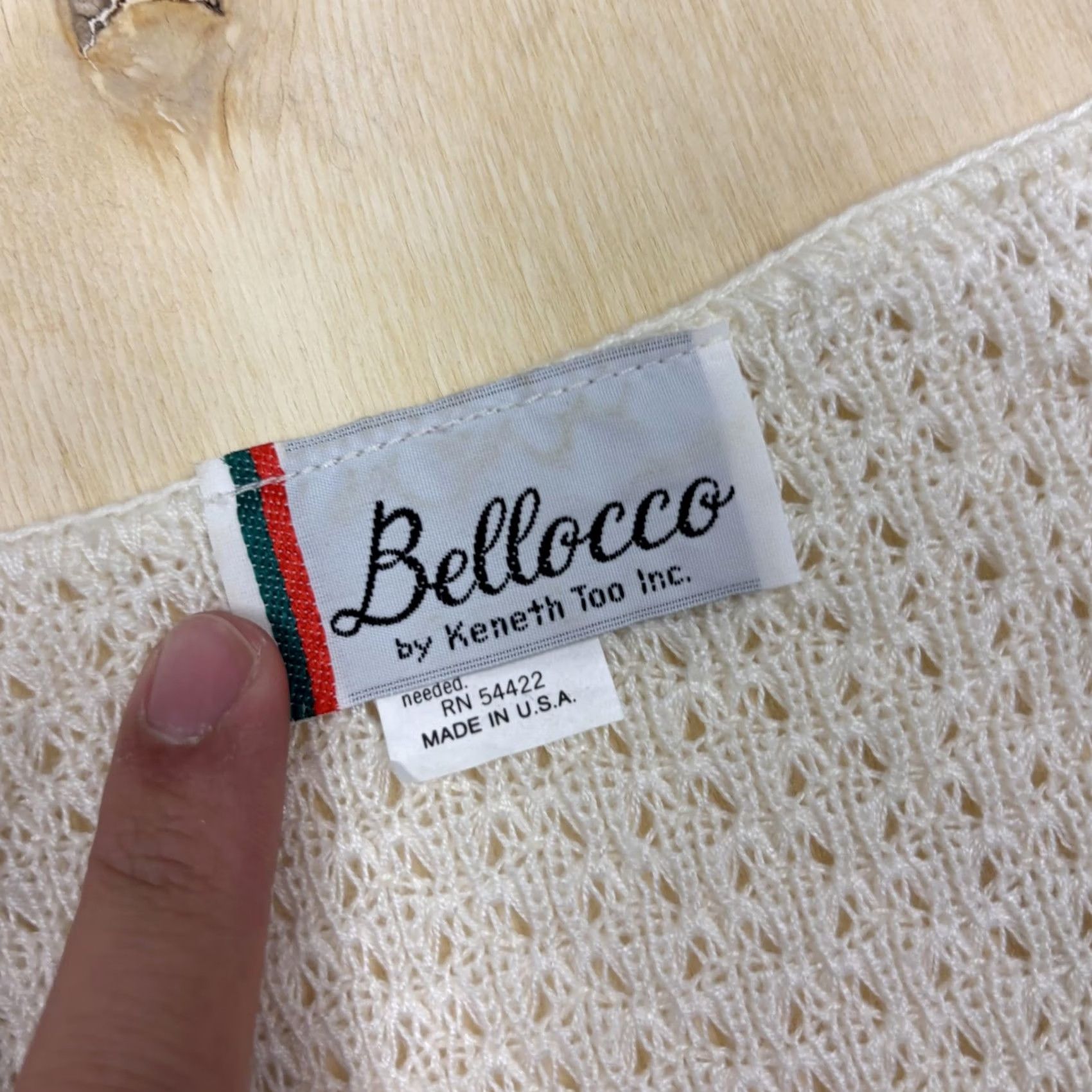 Vintage VINTAGE Bellocco Womens Large White V-Neck Open-Knit Dolman Pullover Sweater Size L / US 10 / IT 46 - 2 Thumbnail