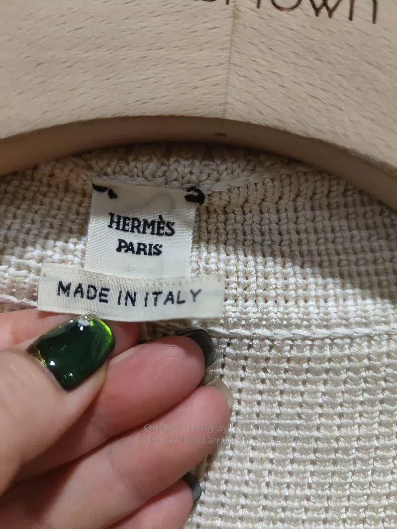 Hermes Hermes Knitted cardigan beige Size L / US 10 / IT 46 - 2 Thumbnail