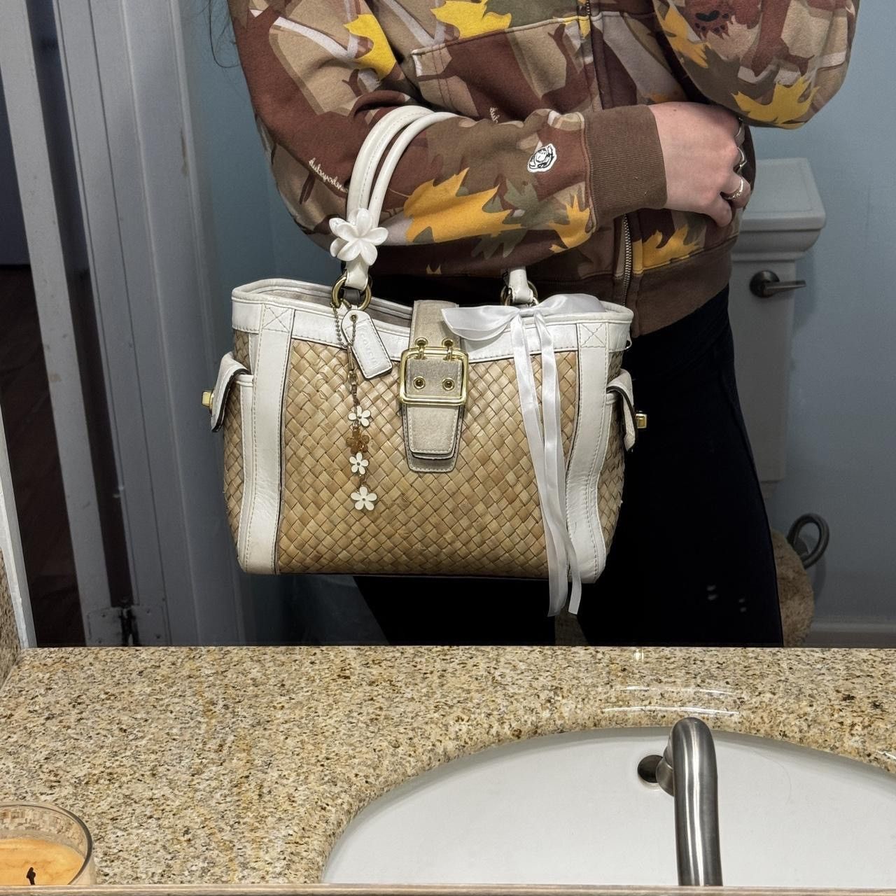 Coach Cream Coach Wicker Handbag Size ONE SIZE - 8 Thumbnail