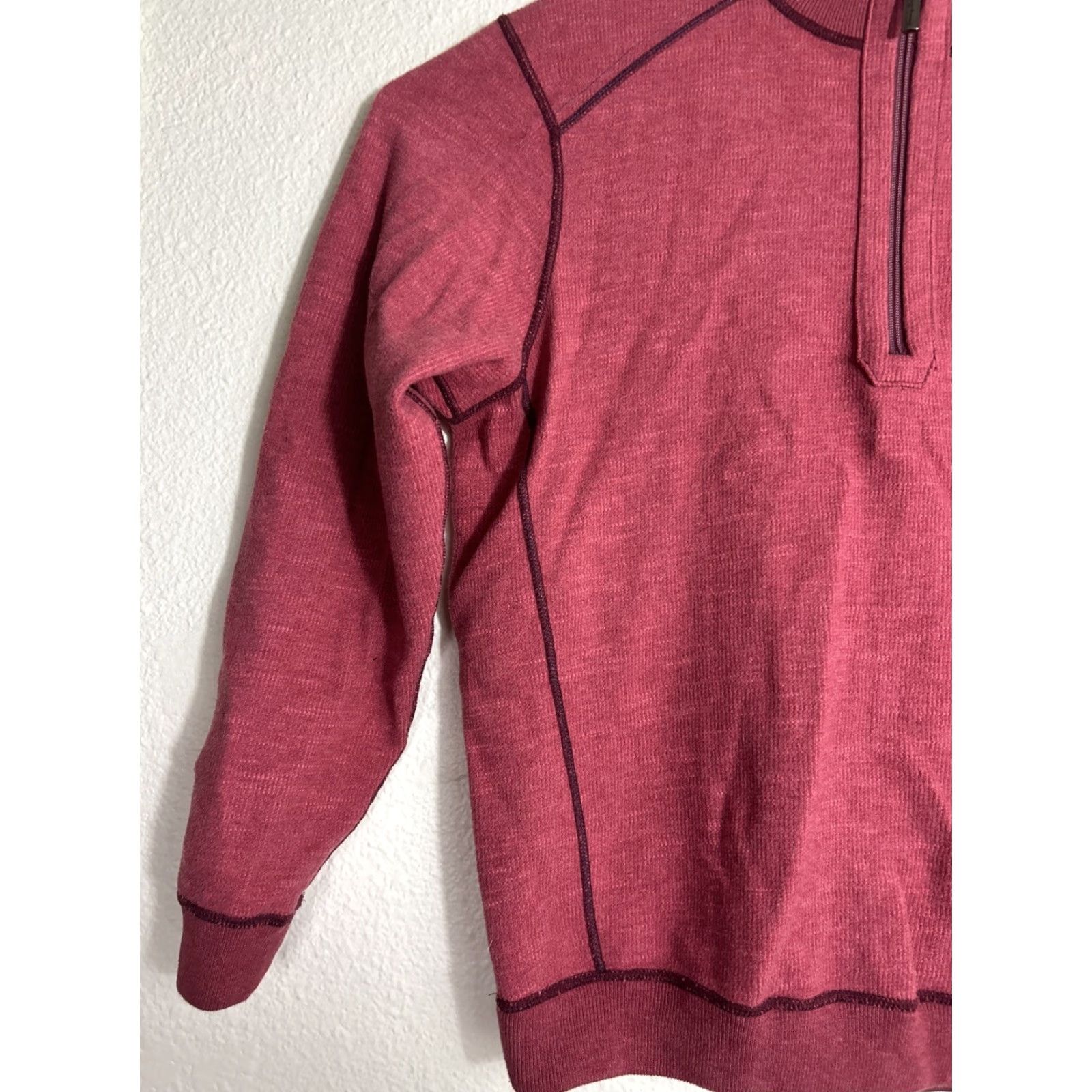 Tommy Bahama Tommy Bahama Sweater Men L Red Reversible Logo Mock Neck 1/4 Zip Pullover, Knit Cotton, Preppy, Casual, Logo Accents, Size L Size US L / EU 52-54 / 3 - 2 Thumbnail