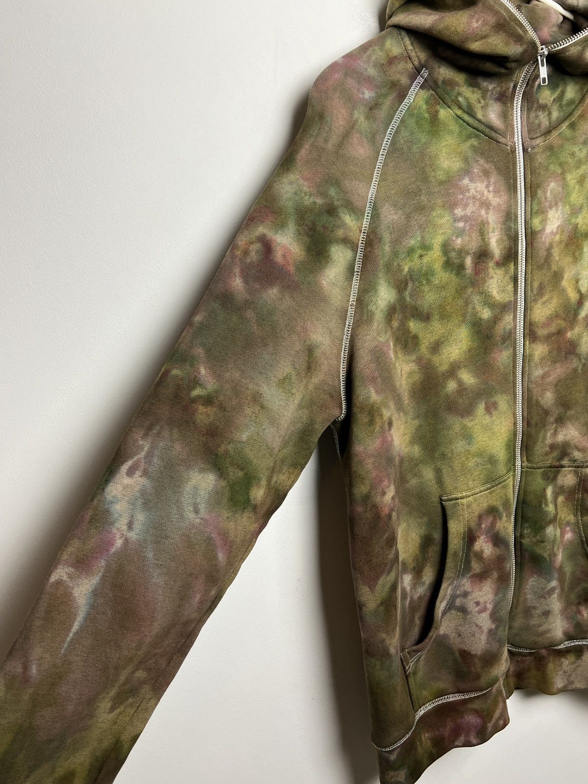 acne y2k full zip gimp camo tie dye solid hoodie