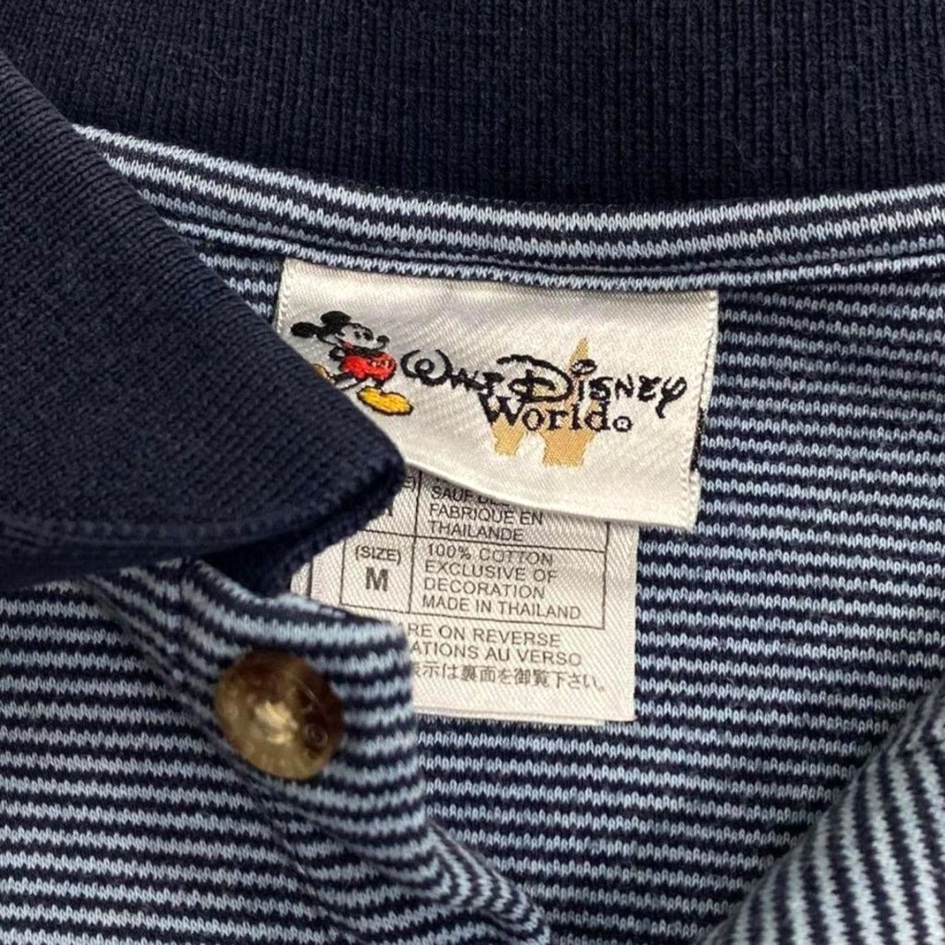 Disney VINTAGE Disney Walt Disney World Embroidered Mickey Logo Striped Polo Shirt M Navy Blue Mens Polo Size US M / EU 48-50 / 2 - 2 Thumbnail
