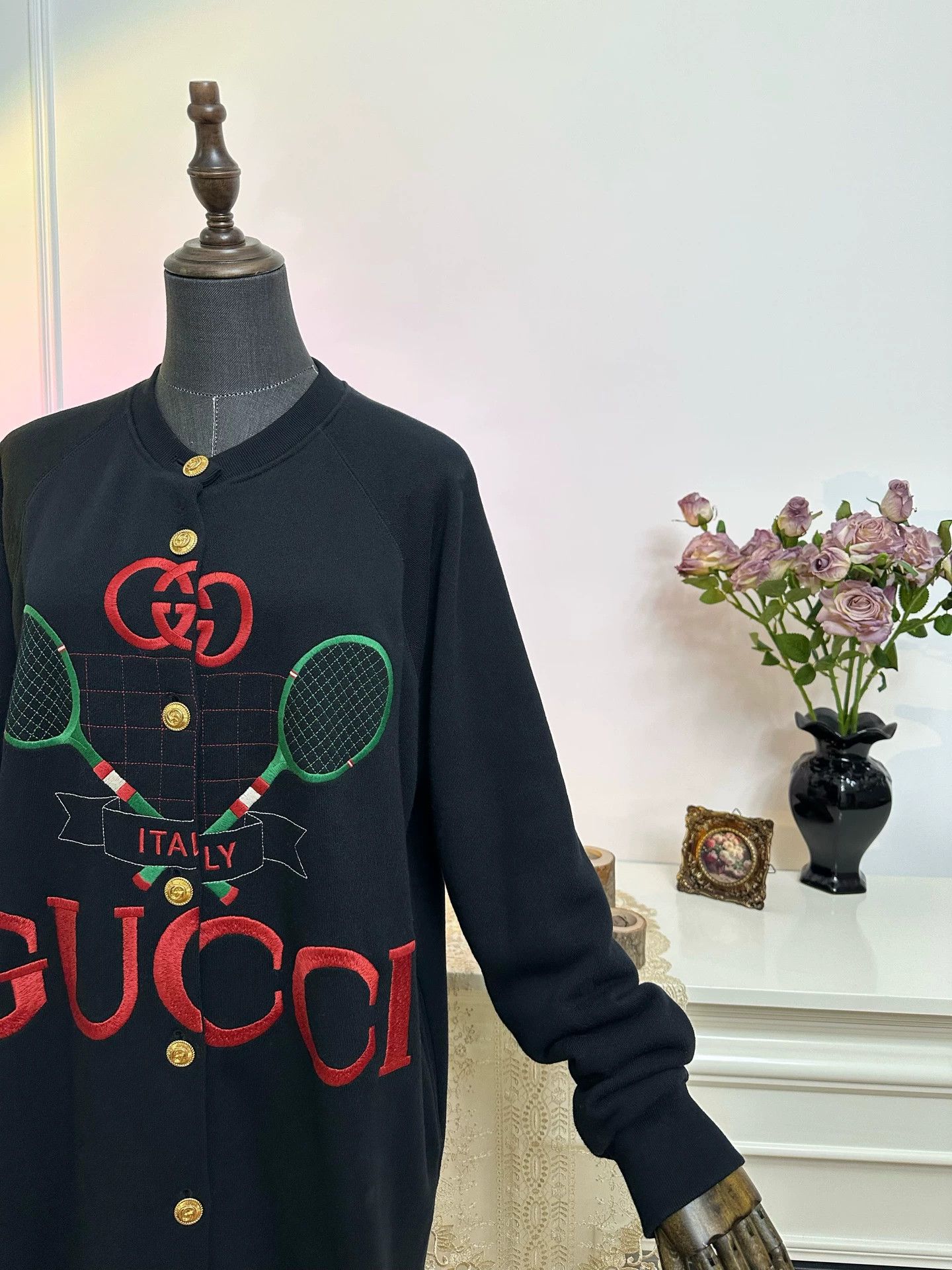 Gucci GUCCI FW21 tennis logo gold overcoat women's black Size XS / US 0-2 / IT 36-38 - 5 Thumbnail
