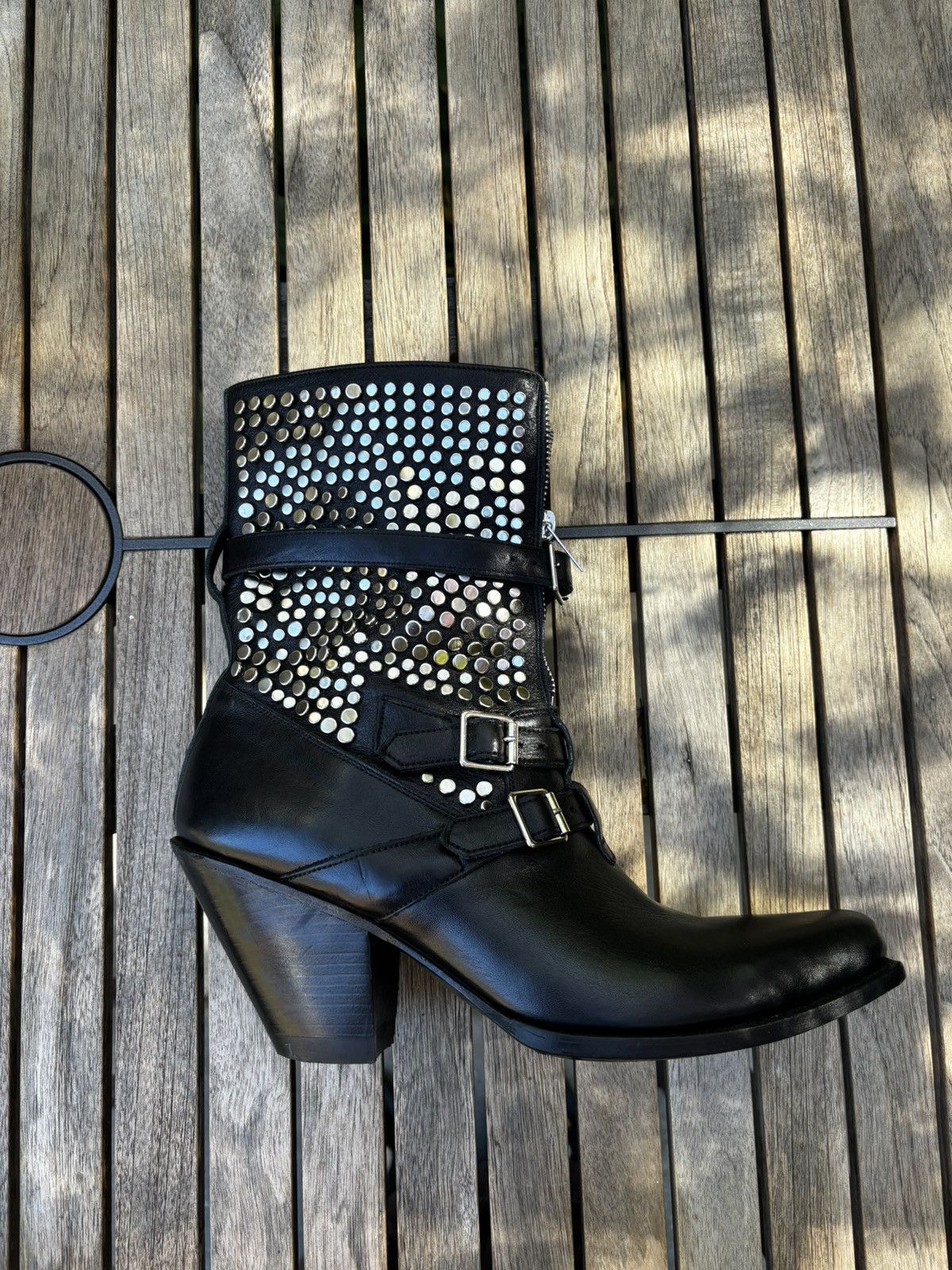 Celine SS19 Hedi Slimane Celine Studded Western Boots Size US 7 / EU 40 - 13 Thumbnail