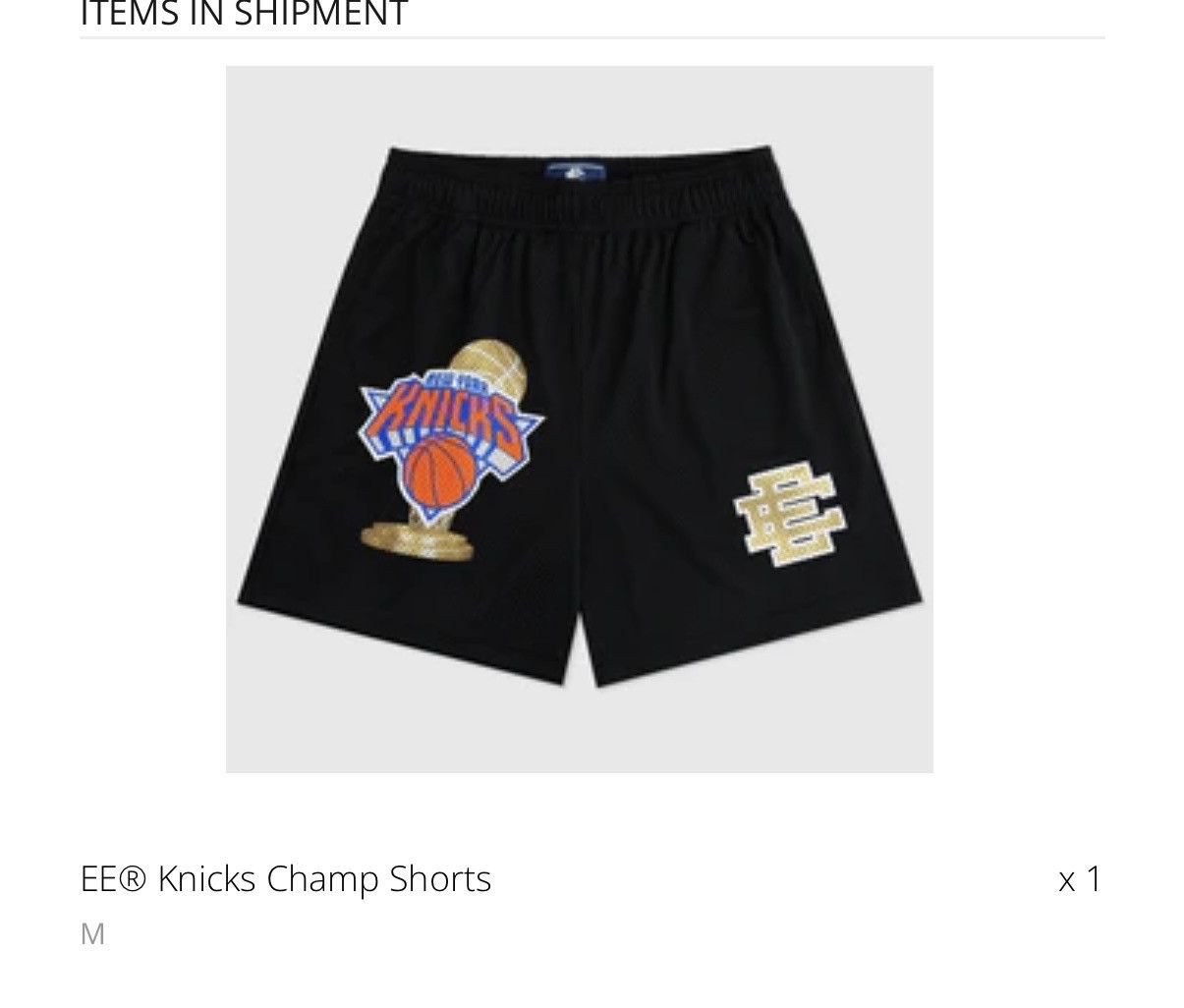 Size S Eric Emanuel x New York Knicks Champ EE Shorts “Black  Eric Emanuel Knicks Championship shorts
