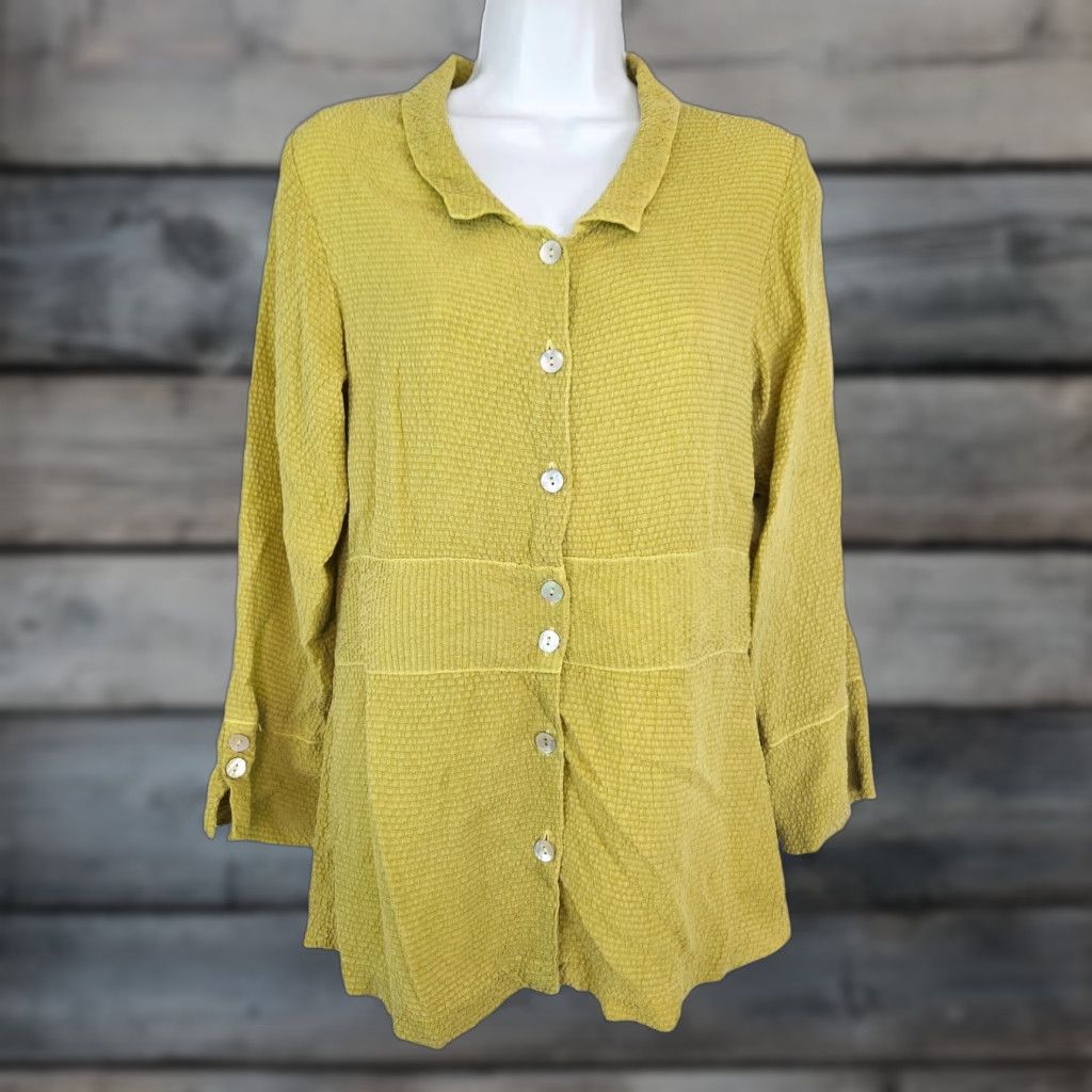Habitat Habitat Womens Button Front Top Sz Small Green Cupra Shirt Women Small Green Cupra Habitat Button-Up Shirt Womens Size S / US 4 / IT 40 - 1 Thumbnail