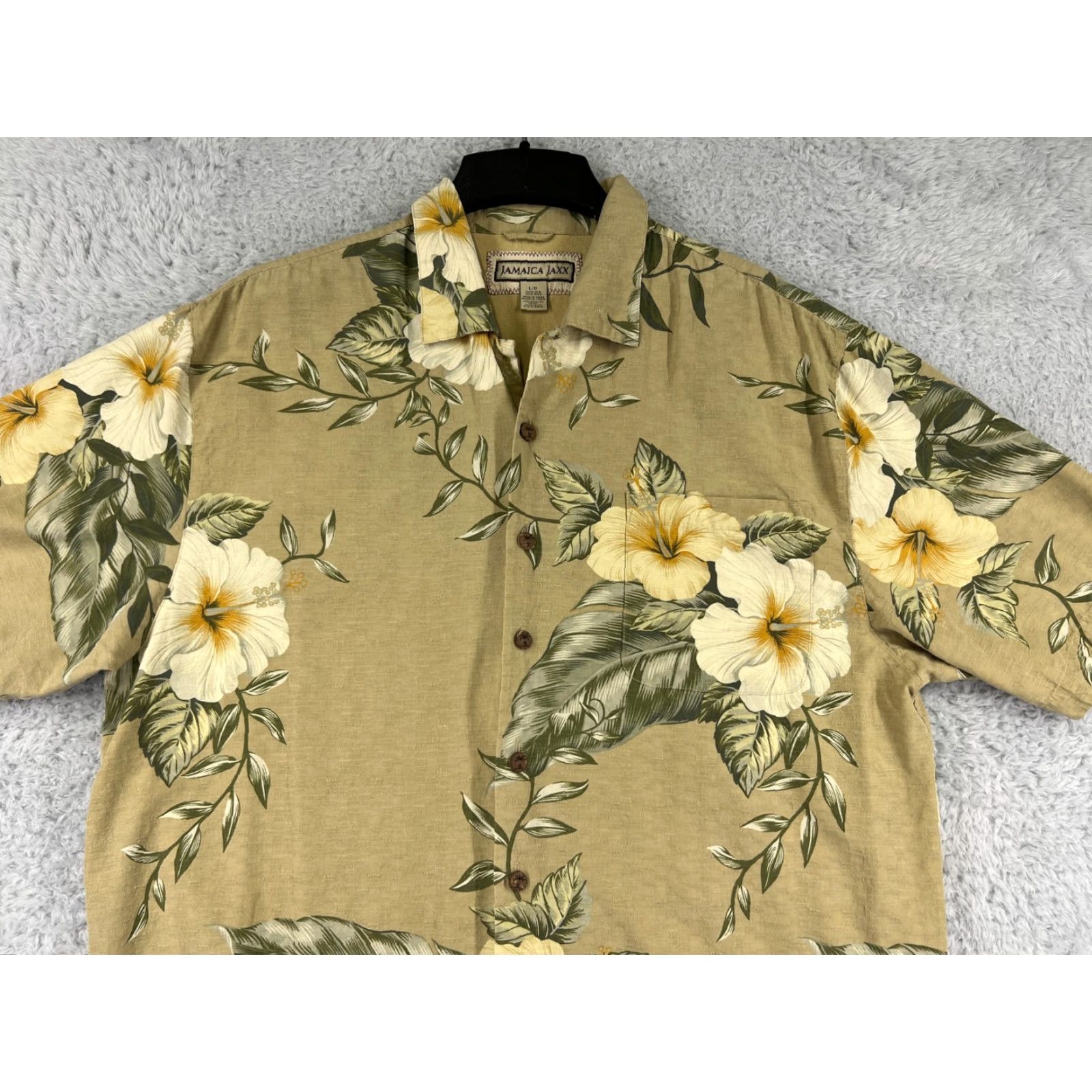 Vintage Jamaica Jaxx Hawaiian Shirt Mens Large Yellow Floral 100% Silk Short Sleeve Aloha Size US L / EU 52-54 / 3 - 4 Thumbnail
