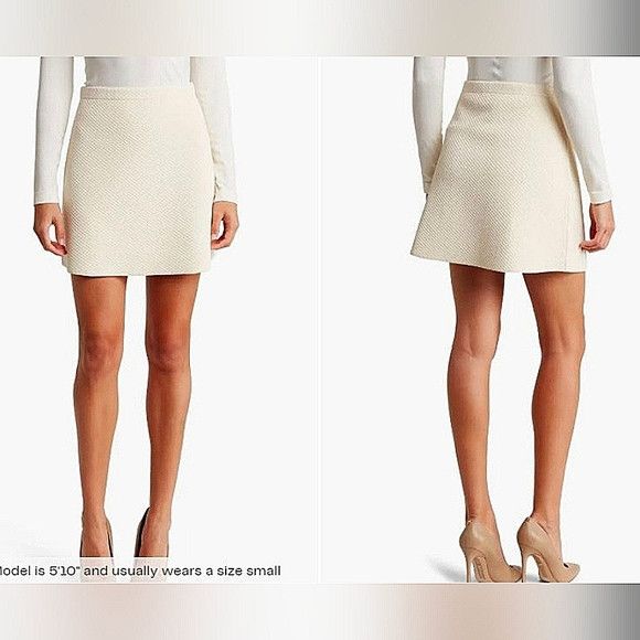 Theory Teslia Sue Ivory Mix Jaquard Knit Skirt Gift Party Spring Size 27" / US 4 / IT 40 - 5 Thumbnail