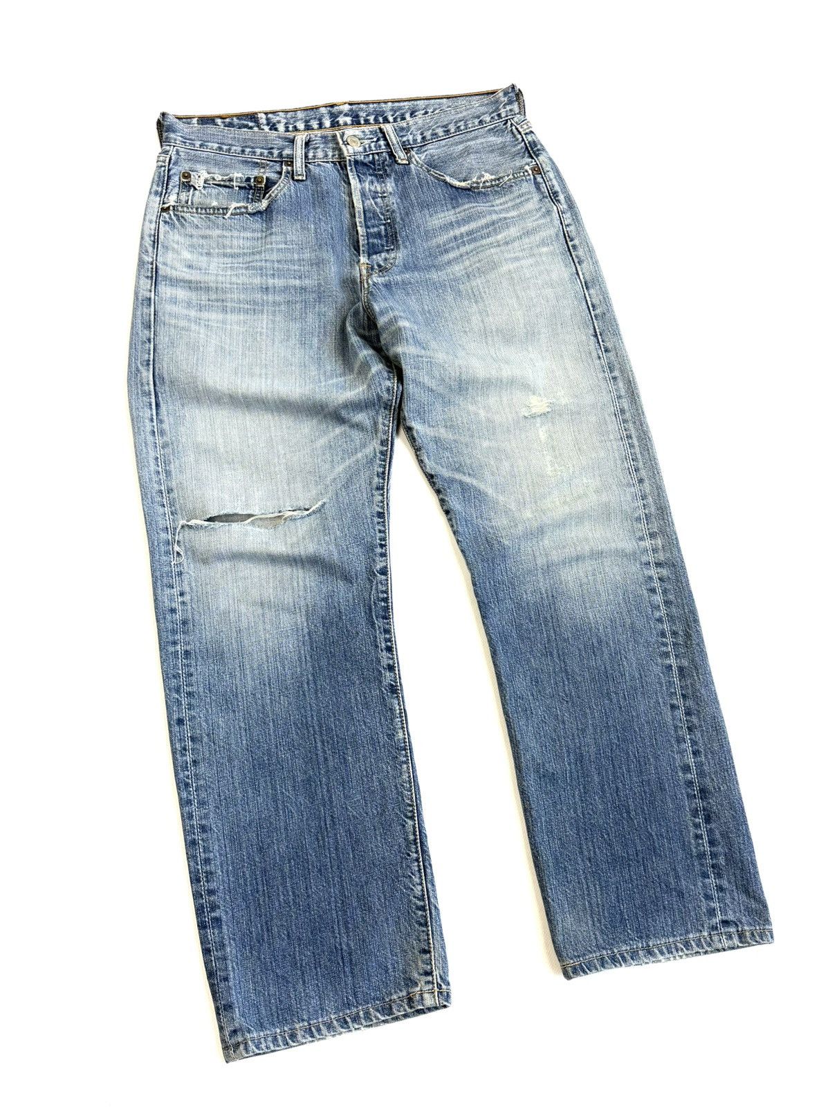 Levi's Vintage Clothing 00s Levi’s 501 Vintage Japan Distressed Washed Blue Jeans Size US 31 - 4 Thumbnail