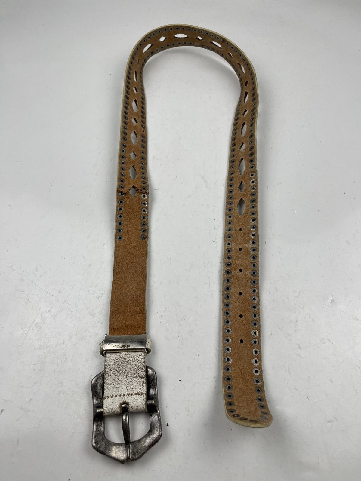 Japanese Brand distressed studded leather belt tc33 Size 42 - 7 Thumbnail