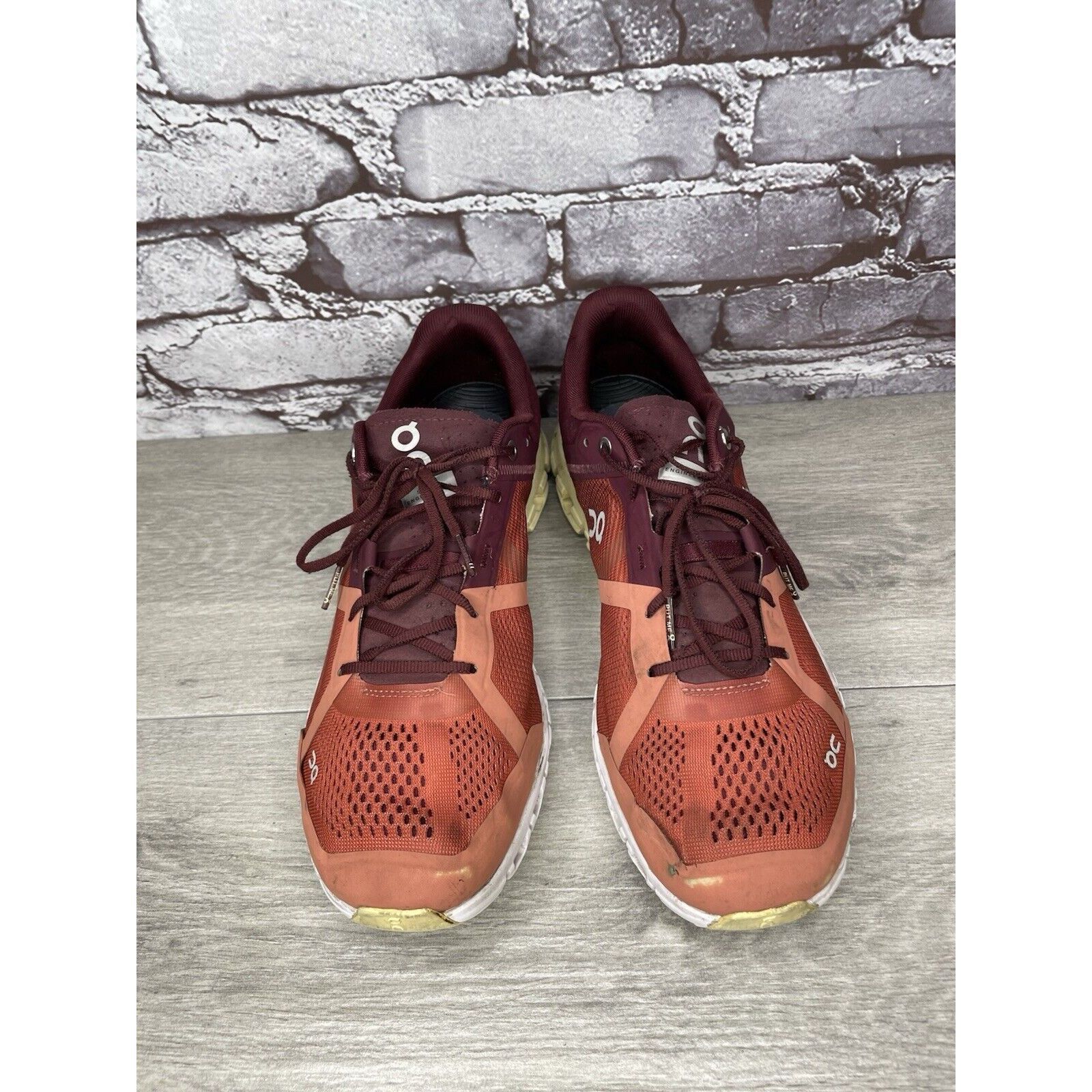 On On Cloudflow Flare Dawn Burgundy Red Synthetic Lace Gym Shoe Size US 9.5 / EU 42-43 - 16 Thumbnail