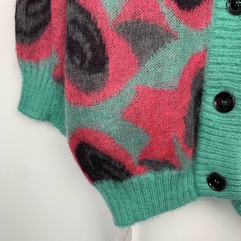 Prada Prada Patterned inlaid color block horsehair knitted cardig Size US XS / EU 42 / 0 - 4 Thumbnail