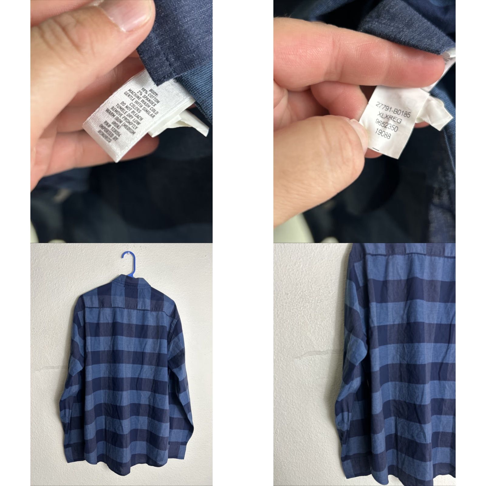 Bonobos VINTAGE Bonobos Stretch Standard Fit Button Down Shirt XL Blue Plaid Cotton Long Sleeve Size US XL / EU 56 / 4 - 8 Thumbnail