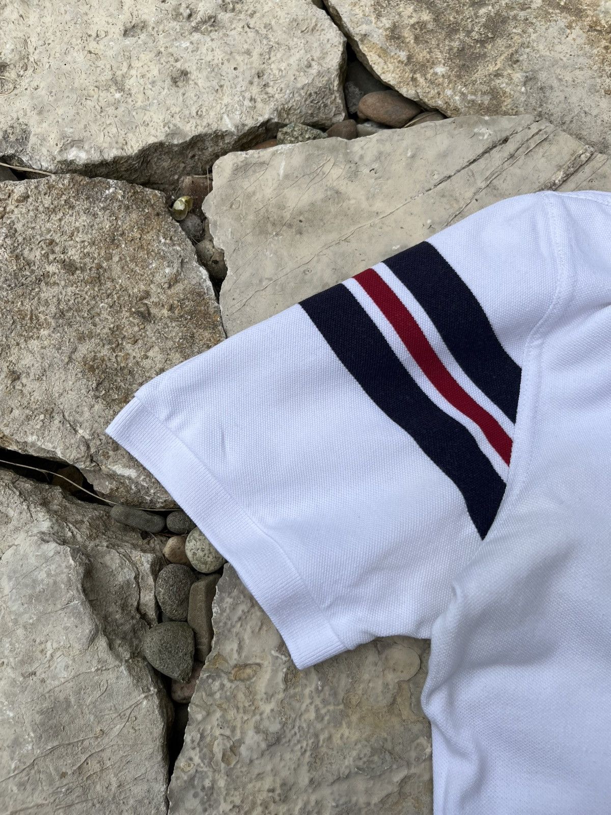 Balmain × Designer Balmain chest logo polo t-shirt tee with striped sleeves Size US L / EU 52-54 / 3 - 16 Thumbnail