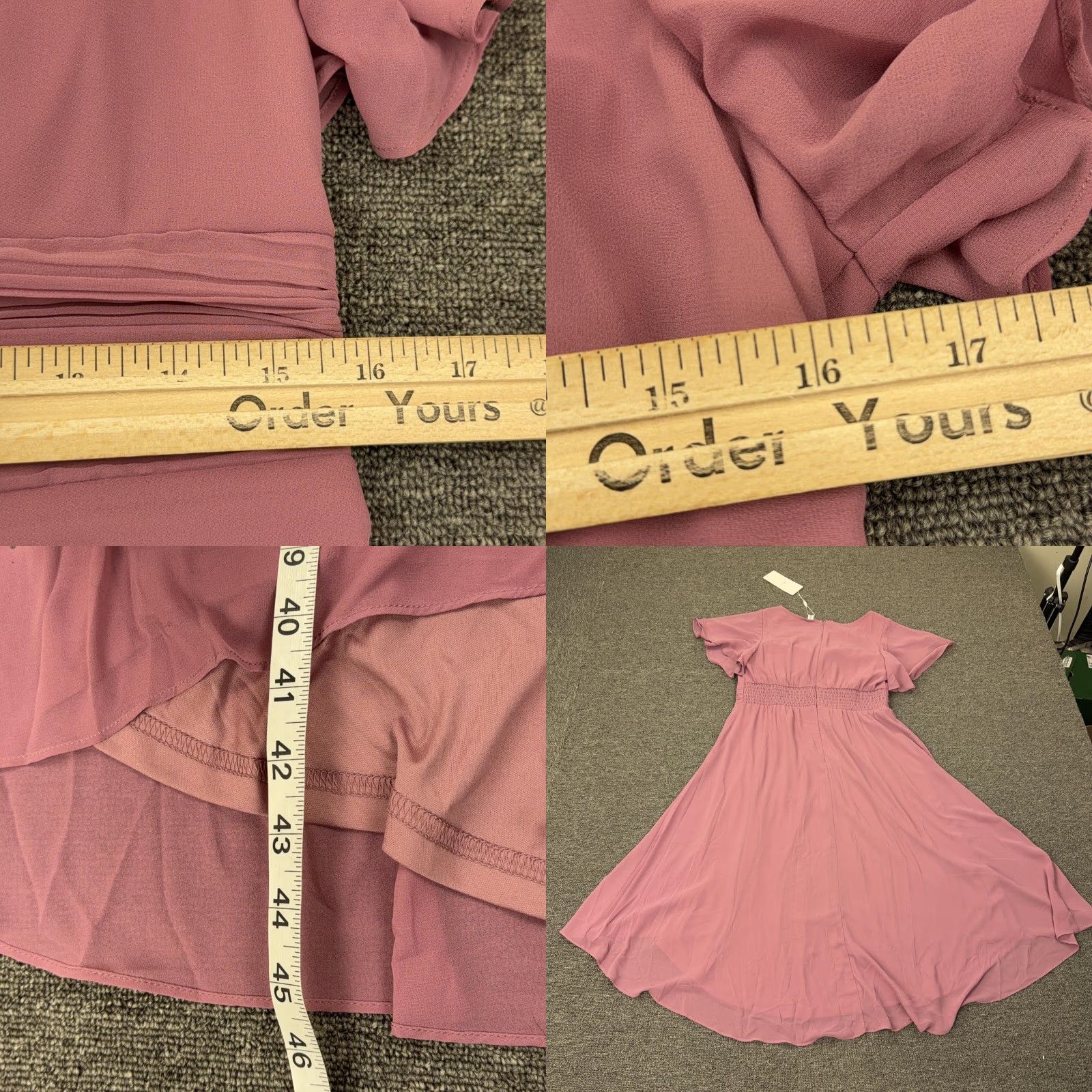 Vintage Ever-Pretty Dress Womens 12 Pink Flutter Sleeve Hi-Low Fit & Flare Formal Dress Size XL / US 12-14 / IT 48-50 - 8 Thumbnail