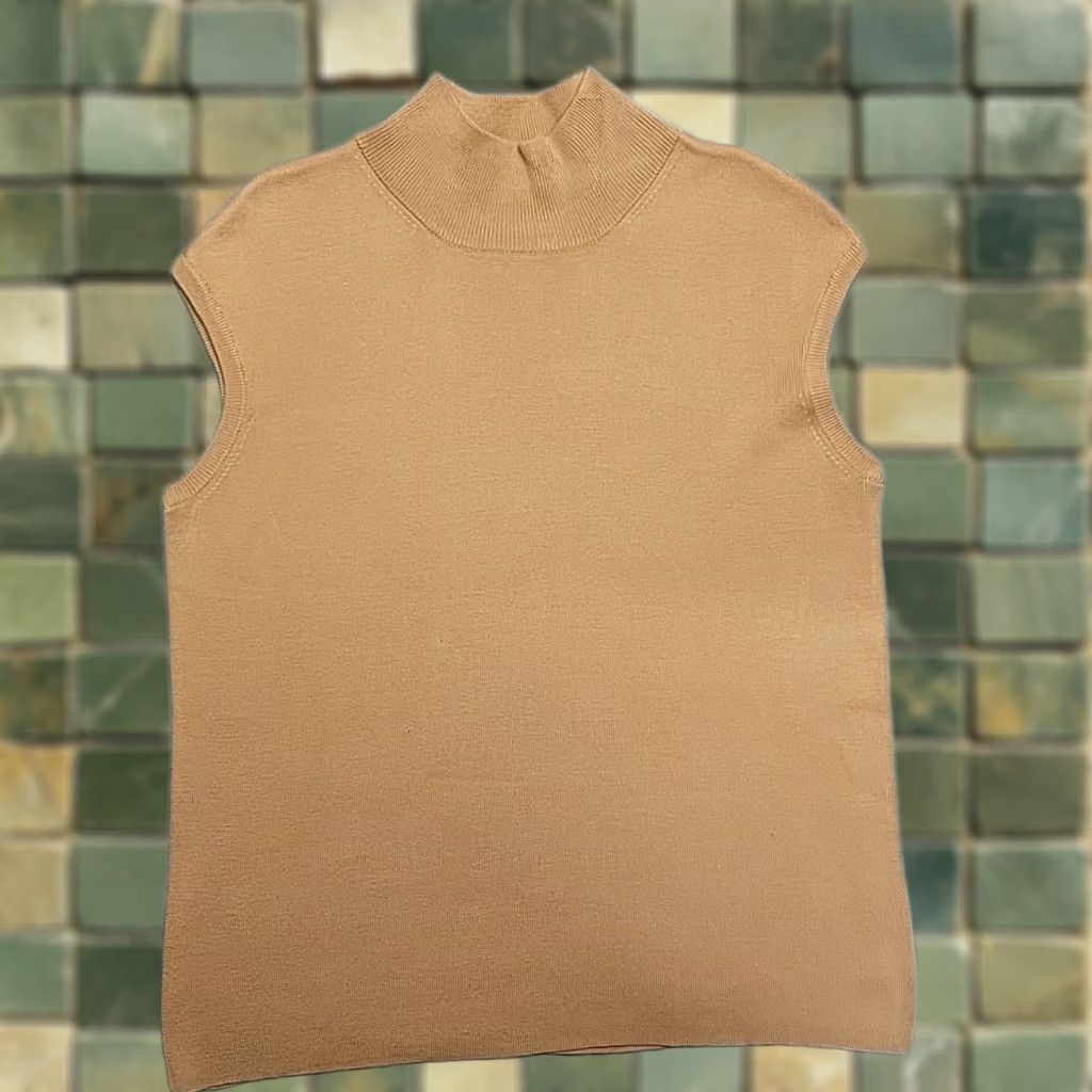Coldwater Creek Coldwater Creek Top Women L Tan Sleeveless Silk Blend Minimal Capsule Wardrobe Size L / US 10 / IT 46 - 1 Thumbnail