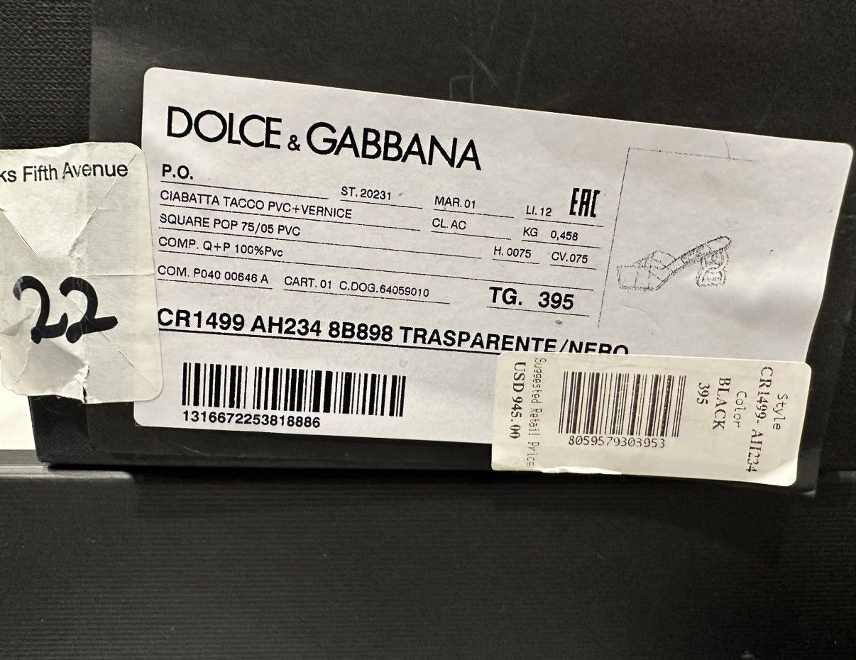 Dolce & Gabbana Dolce and Gabbana Black Clear Sandals EURO Size 39.5 US 9.5 Size US 9.5 / IT 39.5 - 18 Thumbnail