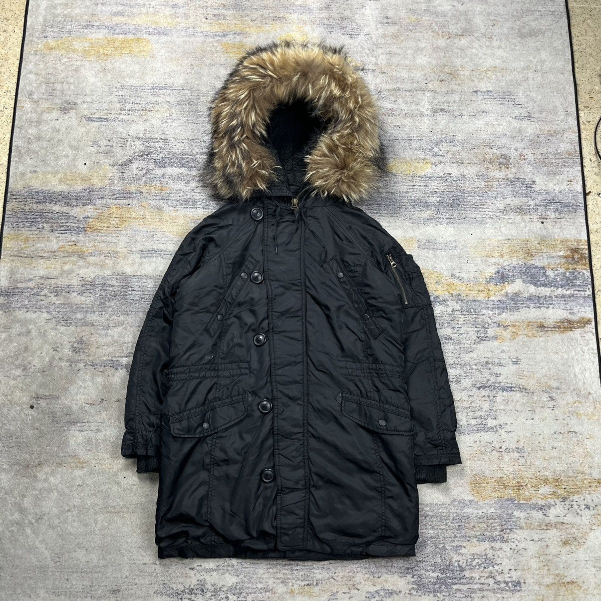 Le Grande Bleu (L.G.B.) GOA raccoon Fur hoodie military parka jacket vkei style Size US M / EU 48-50 / 2 - 1 Thumbnail