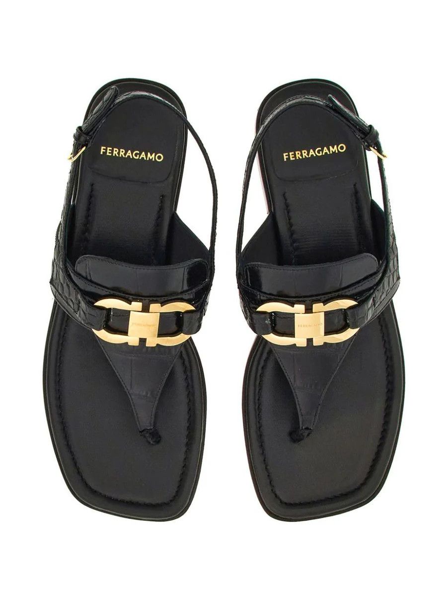 Salvatore Ferragamo o1s1rm0924 Lula Sandals in Black Size US 9.5 / IT 39.5 - 6 Thumbnail