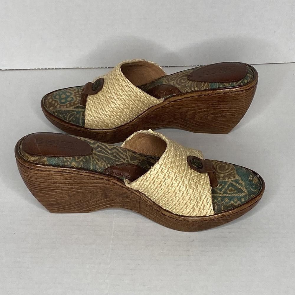 Born BORN Sandals, MOA1 Leather Wedge Slip On, 9 Size US 9 / IT 39 - 5 Thumbnail