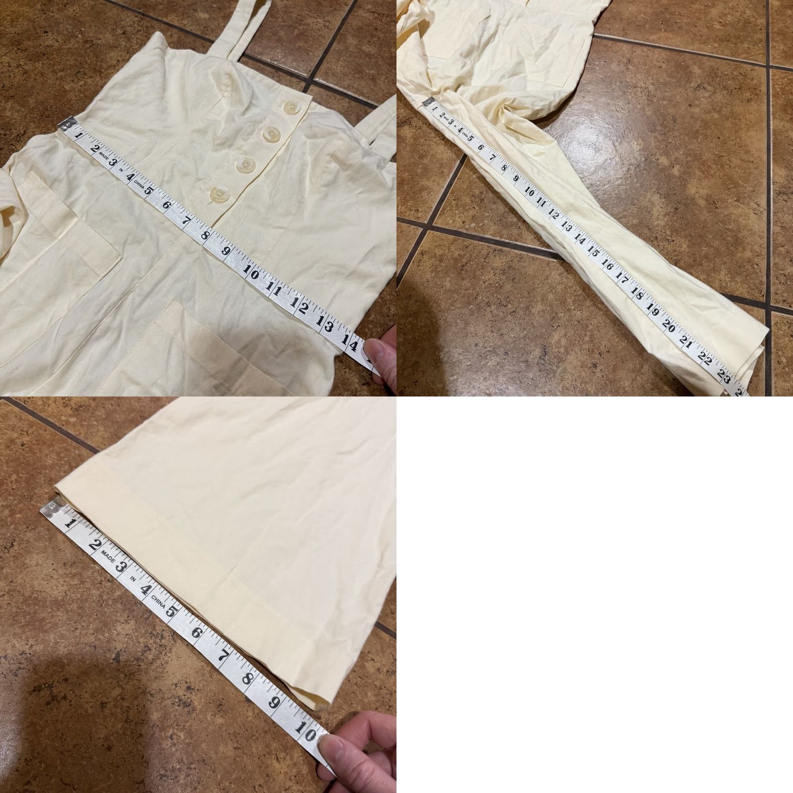 Staud Staud Jumpsuit 6 White Wide-Leg One-Piece Womens Off-White Linen Cotton Bamboo Rayon Style Jumpsuit 6 Size 28" / US 6 / IT 42 - 8 Thumbnail