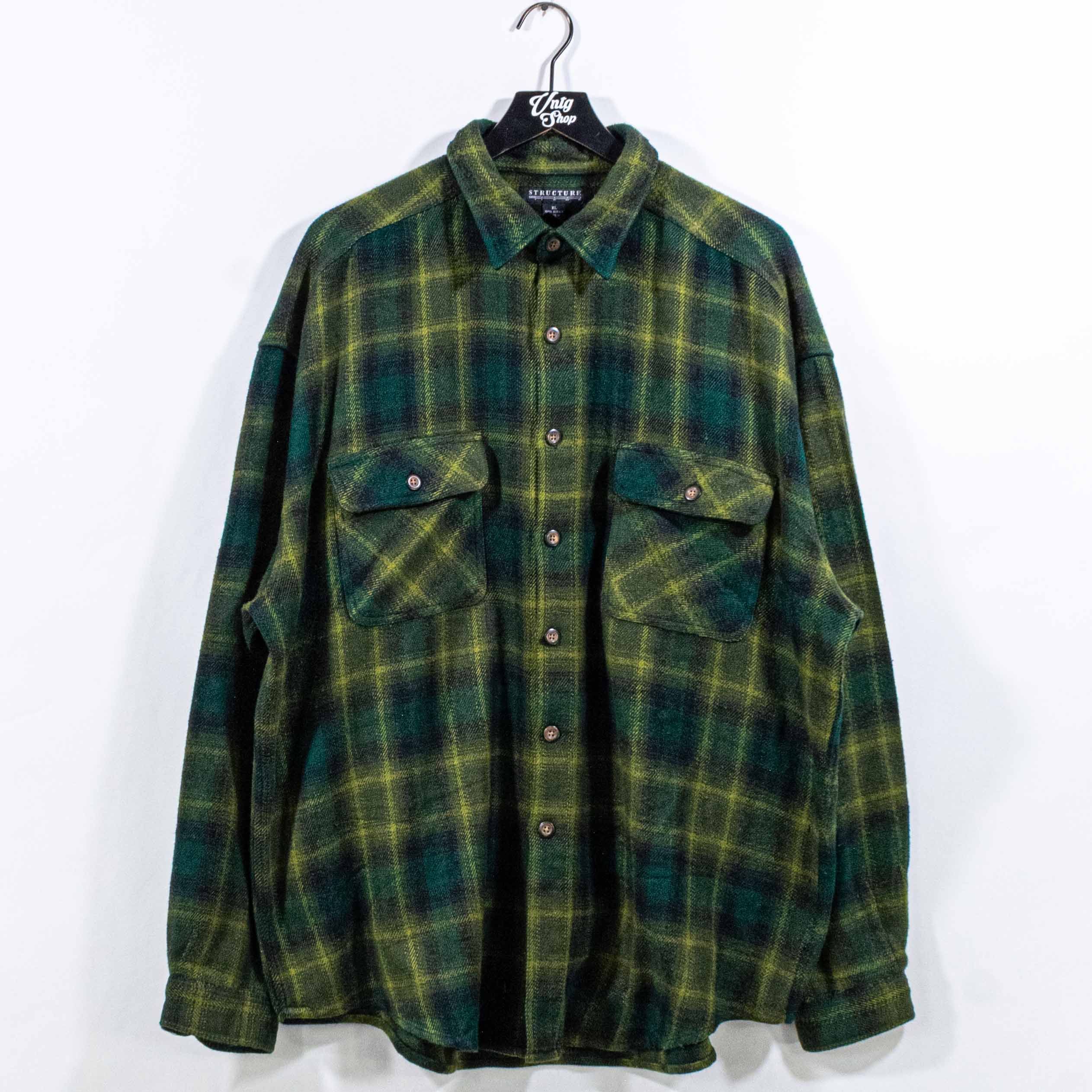 Structure × Vintage Structure Plaid Flannel Button Shirt Grunge Skater VTG Baggy Size US XL / EU 56 / 4 - 1 Thumbnail