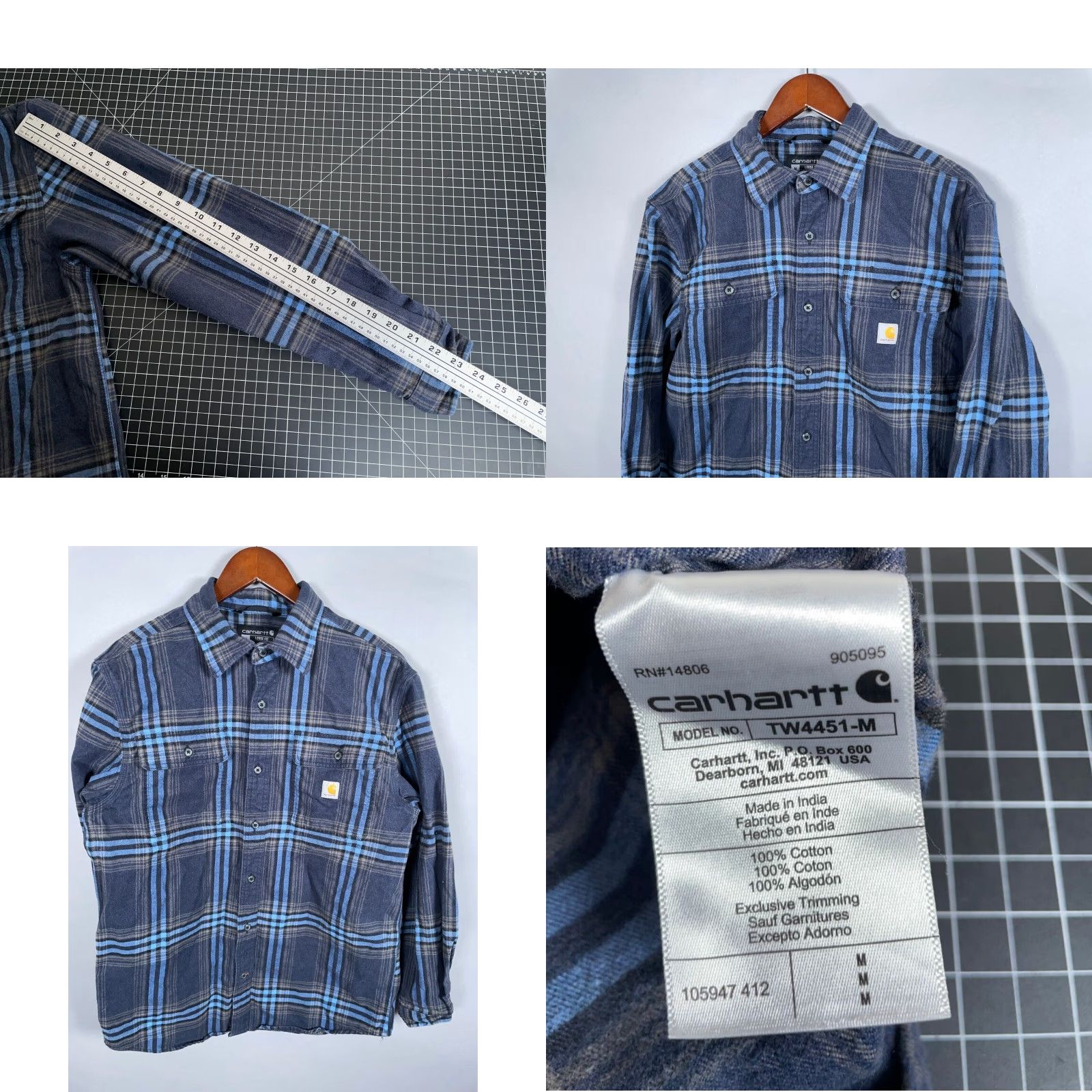 Carhartt VINTAGE Carhartt Flannel Shirt Mens Medium Blue Plaid 105947 412 Loose Fit Heavyweight Size US M / EU 48-50 / 2 - 8 Thumbnail