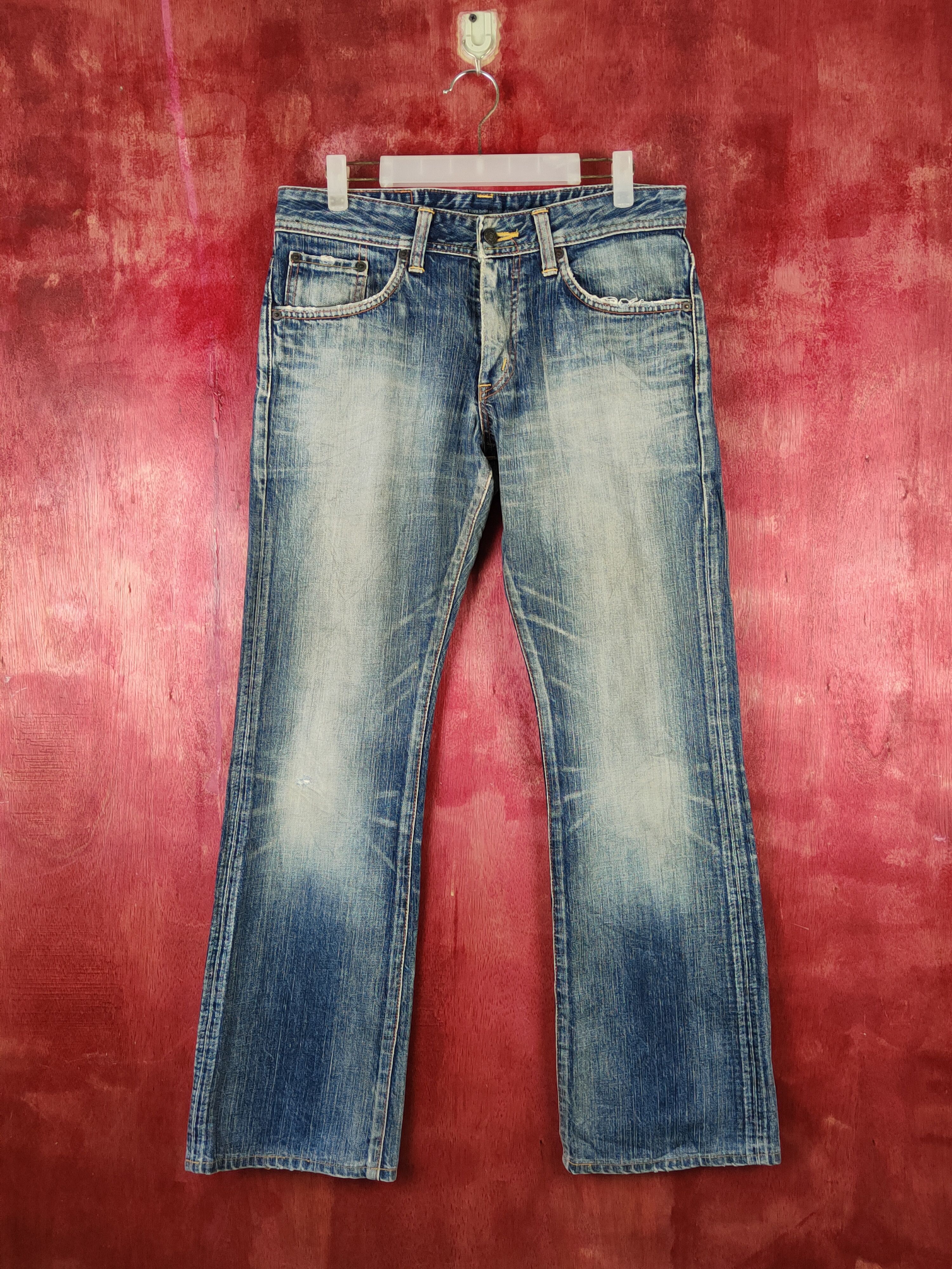 Edwin Edwin Dark Blue Faded Distressed Ripped Jeans #S2241 Size US 30 / EU 46 - 1 Thumbnail