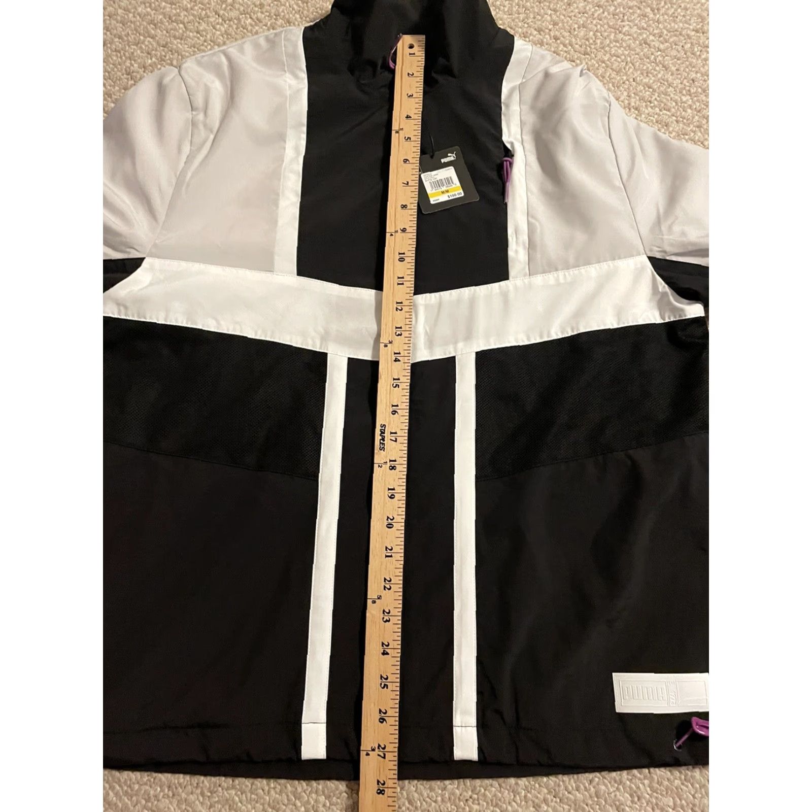 Puma Puma Court Side Jacket Mens Black/White M Nylon Solid Short Sleeve Lace Up Outerwear Casual Size US M / EU 48-50 / 2 - 4 Thumbnail