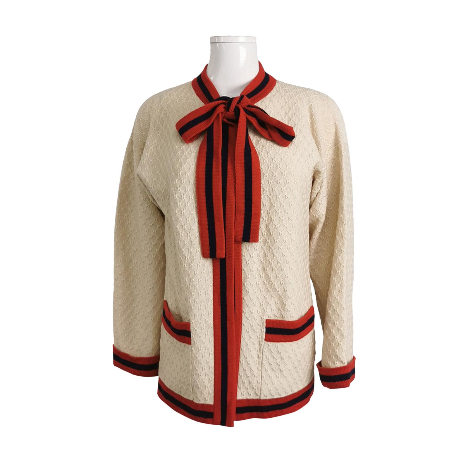 Gucci Gucci Cream Wool Bow Cardigan Size M Size US M / EU 48-50 / 2 - 1 Thumbnail
