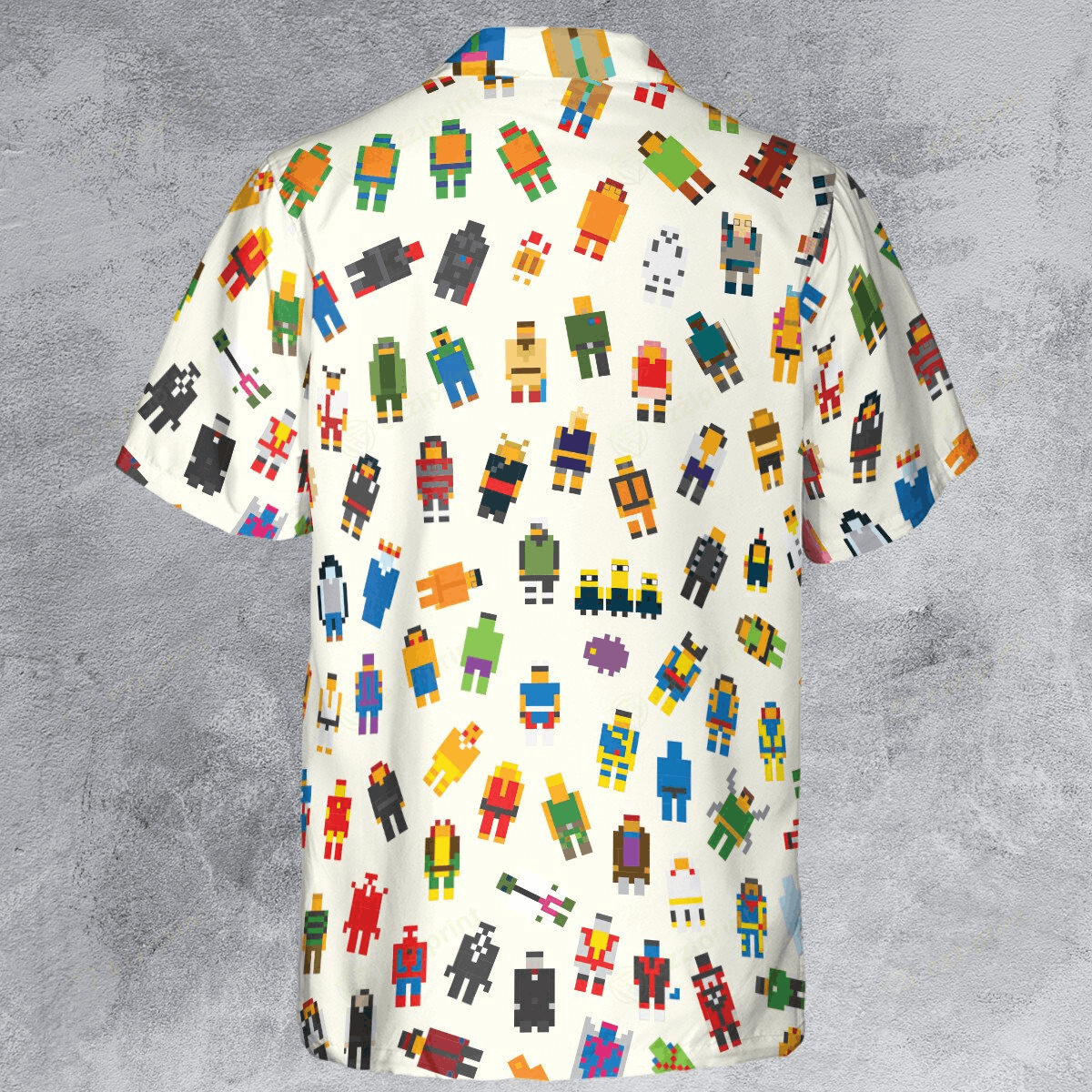 Designer × The Unbranded Brand Famous Characters Pixel Button Down Shirt, Retro 8-Bit Shirt Size US L / EU 52-54 / 3 - 3 Thumbnail
