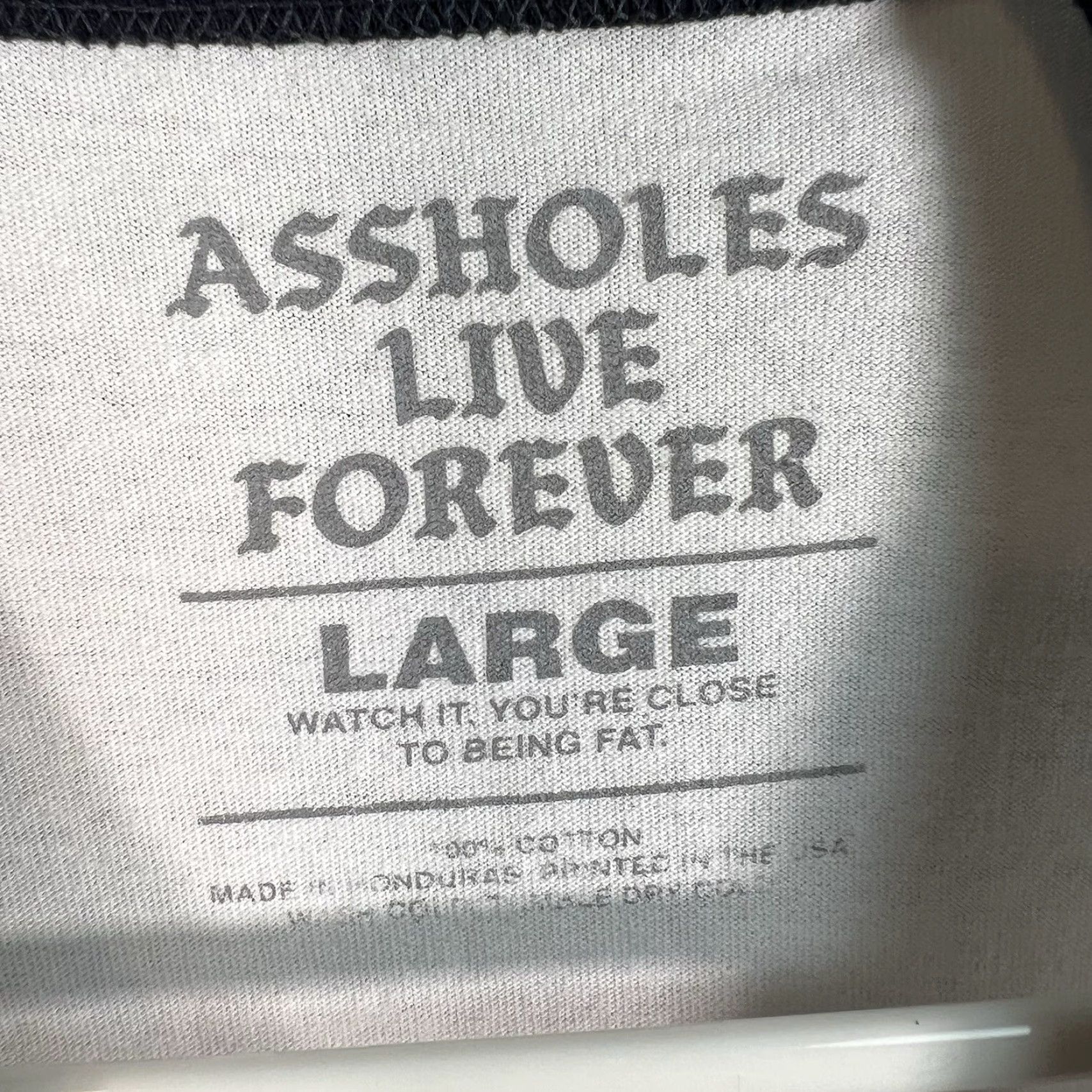 Olive VINTAGE Assholes Live Forever Skull Crossbones T Shirt Adult Large White Mens Size US L / EU 52-54 / 3 - 5 Thumbnail