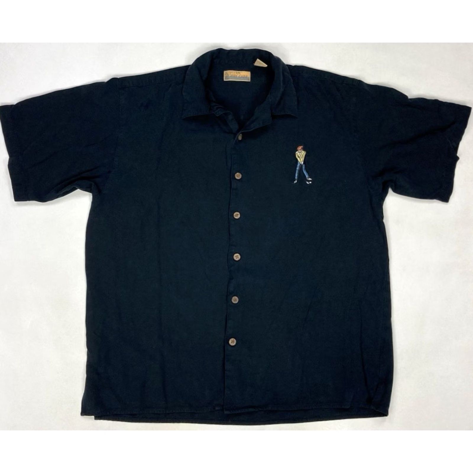 Vintage Bobby Chan Hawaiian Silk Embroidered Shirt Men Large Black Short Sleeve Collared Button-Up Size US L / EU 52-54 / 3 - 3 Thumbnail