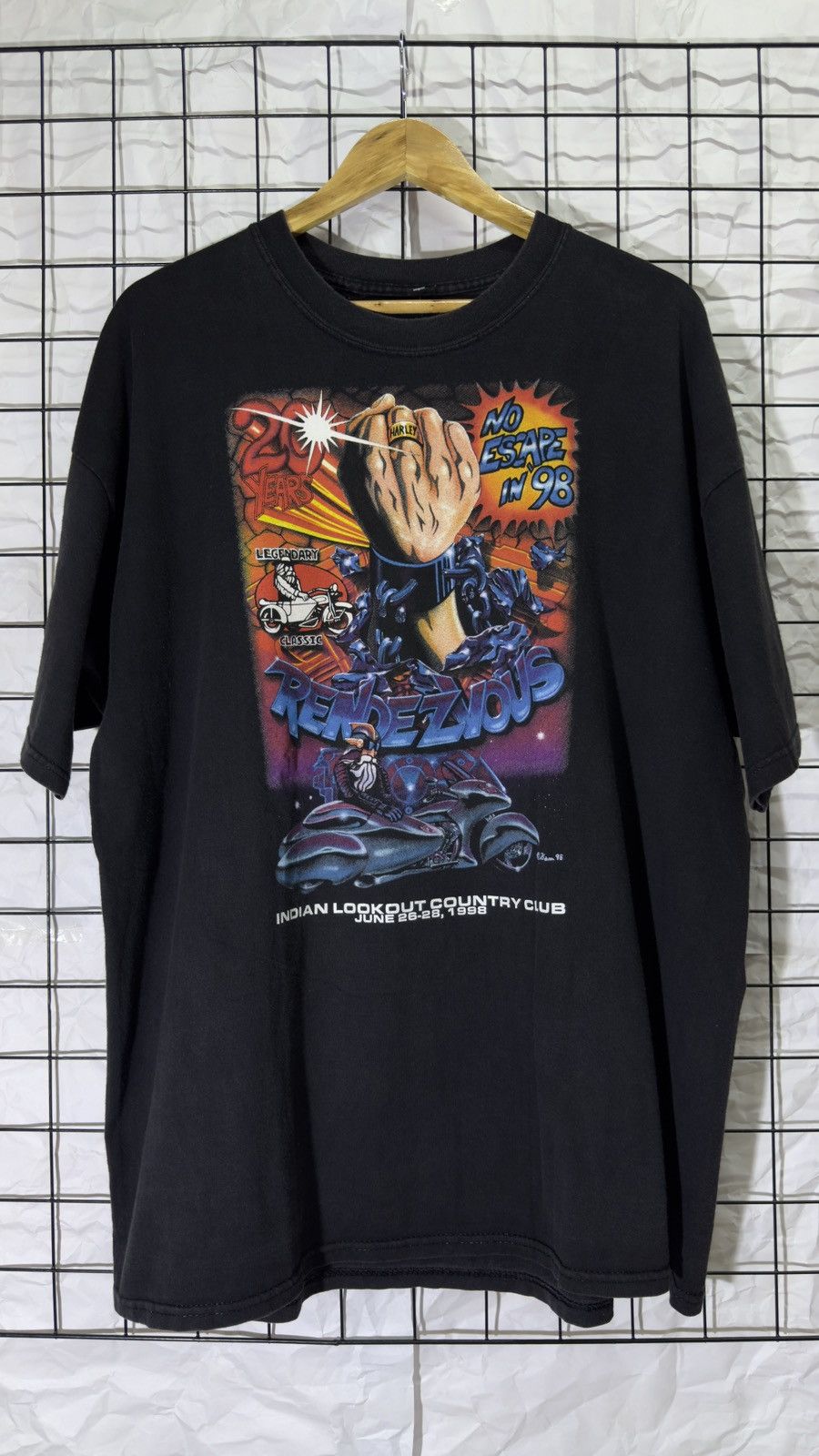 West Coast Choppers Vintage 1998 rendezvous motorbike chooper tee shirt Size US XL / EU 56 / 4 - 1 Thumbnail