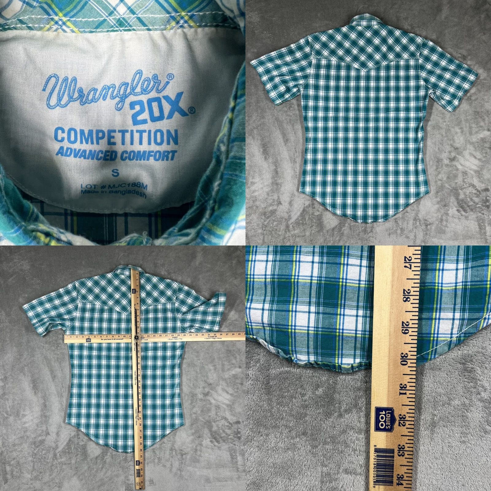 Wrangler Wrangler 20X Men's Small Pearl Snap Western Button-Up Shirt Teal Blue Plaid Size US S / EU 44-46 / 1 - 8 Thumbnail