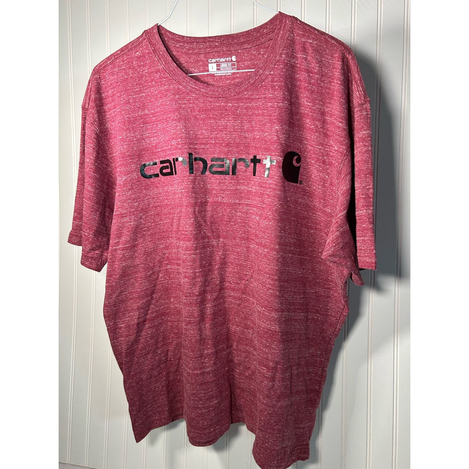 Carhartt CARHARTT LOGO T Shirt MENS LARGE BURGUNDY RED HEATHER Size US L / EU 52-54 / 3 - 1 Thumbnail