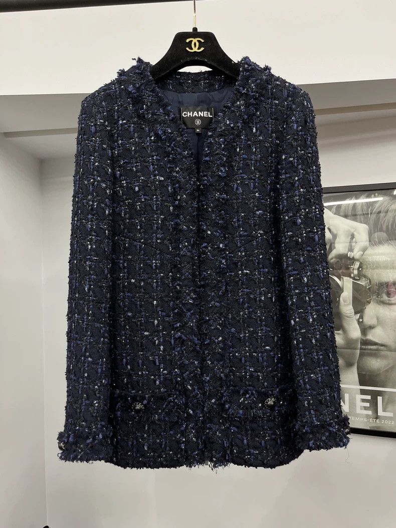 Chanel Chanel Blue tweed V-neck zipper jacket Size XS / US 0-2 / IT 36-38 - 1 Thumbnail