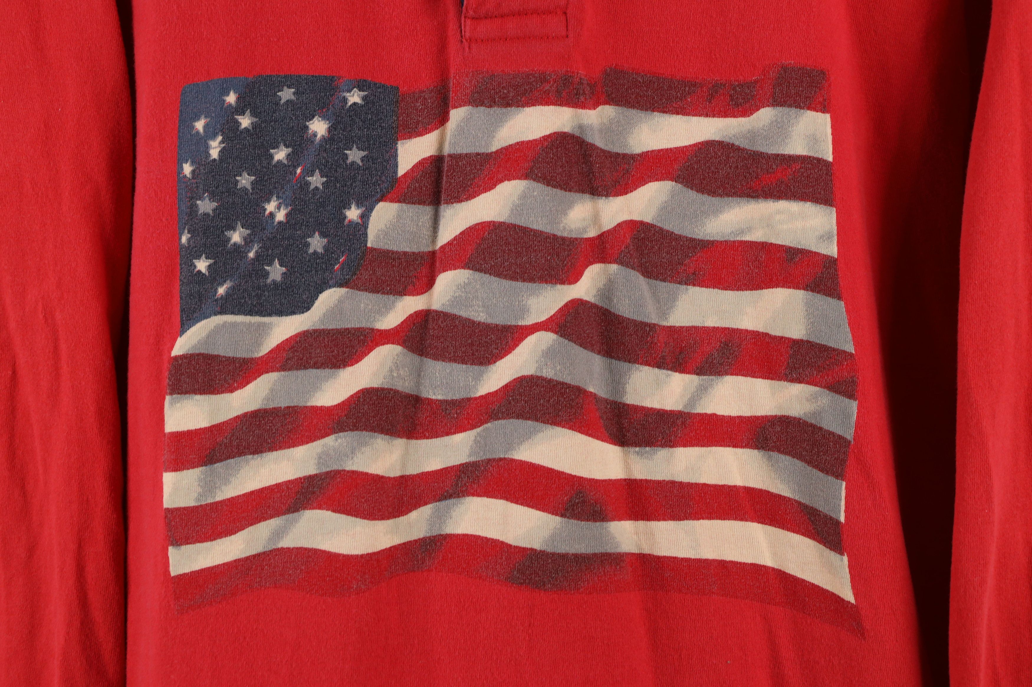 Vintage Vintage 90s Streetwear Spell USA Flag Long Sleeve Rugby Polo Size US L / EU 52-54 / 3 - 4 Thumbnail