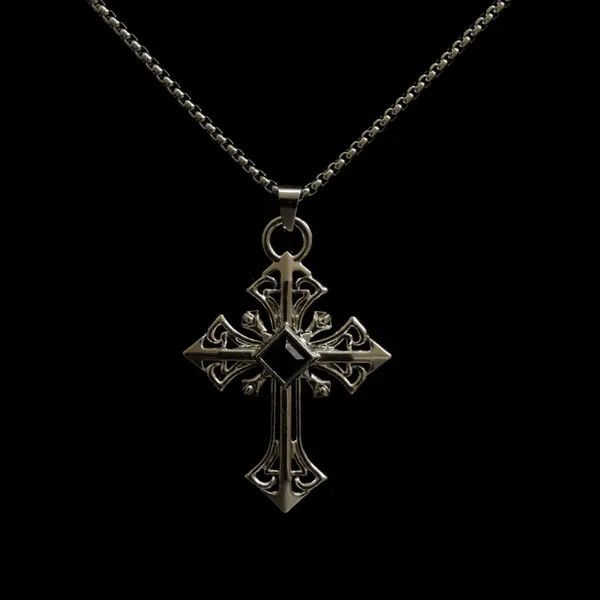 Jewelry Cross Pendant Necklace Punk Chain Size ONE SIZE - 2 Thumbnail