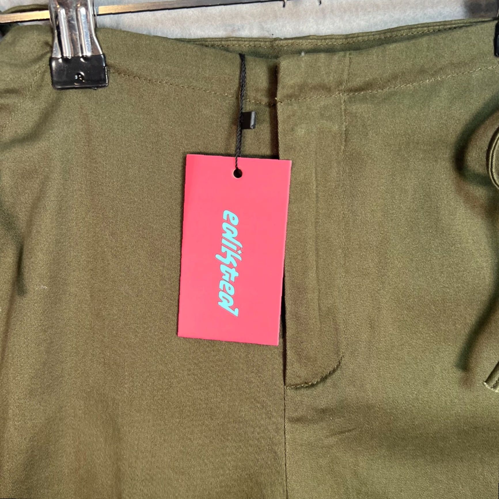 Vintage Edikted Olive Green Wide Leg Cargo Pants Women’s Small 100% Cotton Casual 31" Inseam Size 28" / US 6 / IT 42 - 5 Thumbnail