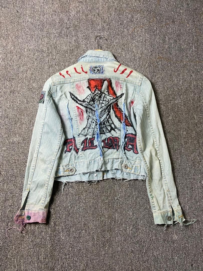 Japanese Brand Uniqlo Customized Distressed Denim Jacket (180) Size S / US 4 / IT 40 - 3 Thumbnail
