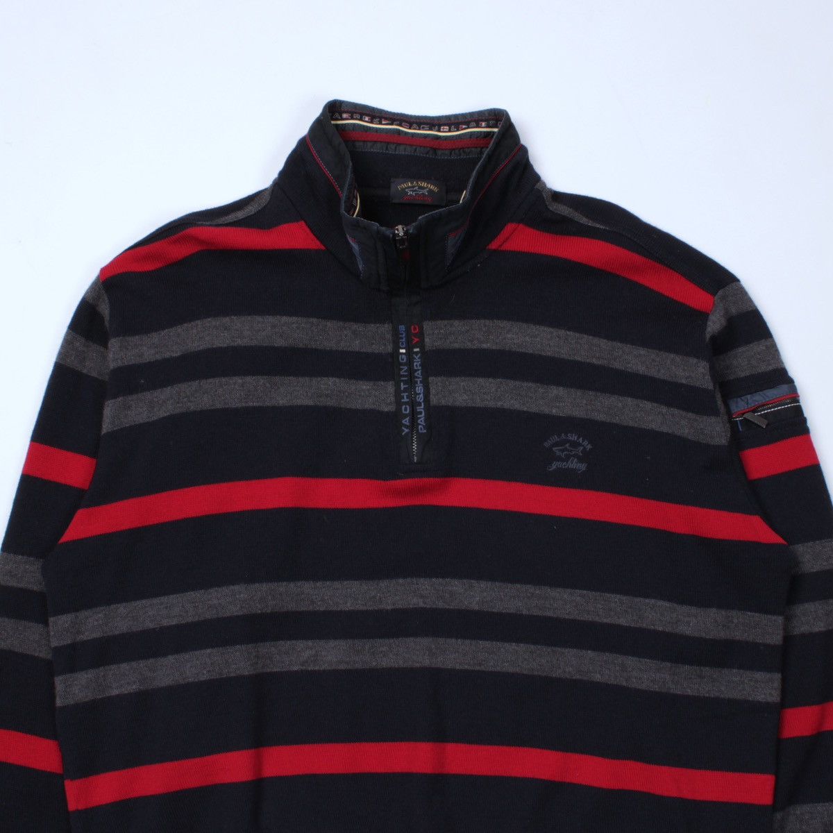 Designer × Paul & Shark PAUL SHARK Yachting Club Wool Half Zip 1/4 Striped Sweater Size US XL / EU 56 / 4 - 7 Thumbnail
