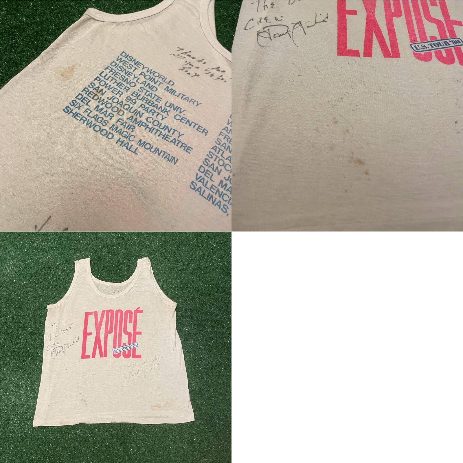 Disney VINTAGE Exposé 1988 Tour Shirt Tank Top Signed White M Men 80s Disney Pleasure Island Concert M Mens Size US M / EU 48-50 / 2 - 8 Thumbnail