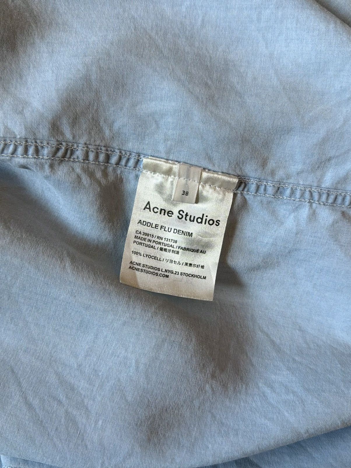 Acne Studios Acne Studios Addle Flu Denim Button Up Casual Shirt Sky Blue Size M / US 6-8 / IT 42-44 - 6 Thumbnail