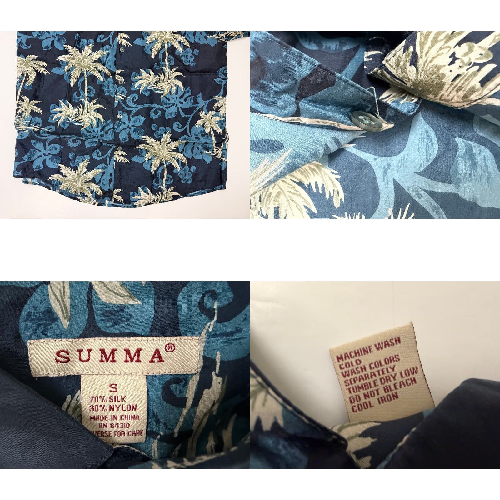 Vintage VINTAGE 90s Summa Hawaiian Shirt Men S Oversized Floral Palm Tree Luau Navy Button-Up Shirt Size US S / EU 44-46 / 1 - 8 Thumbnail