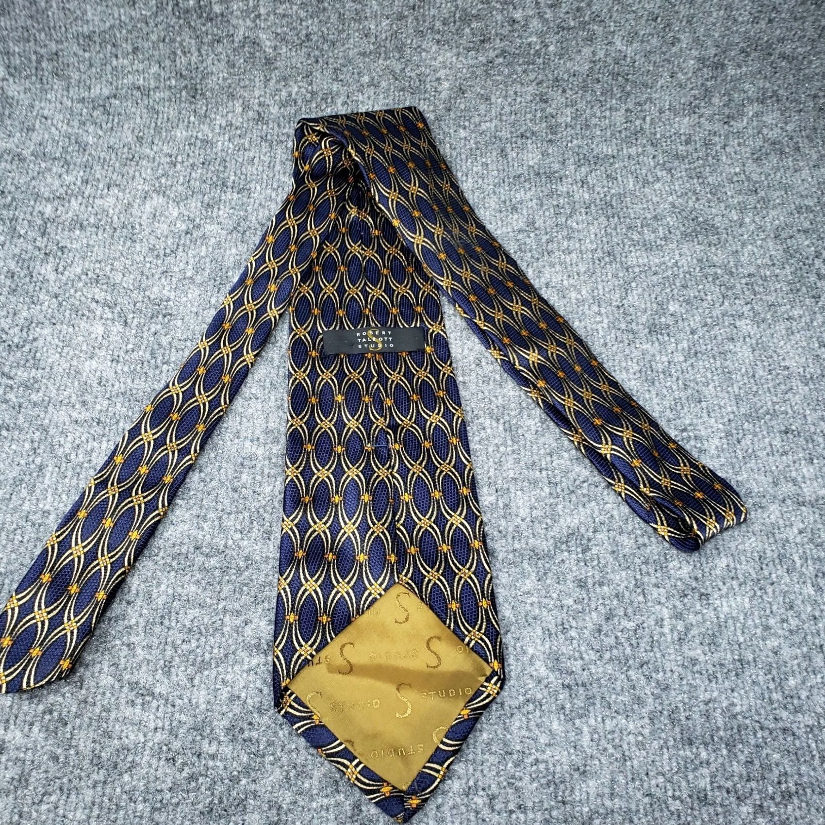 Robert Talbott Robert Talbott Tie Mens Blue Silk Geometric Handsewn Designer USA Studio Neck Size ONE SIZE - 4 Thumbnail