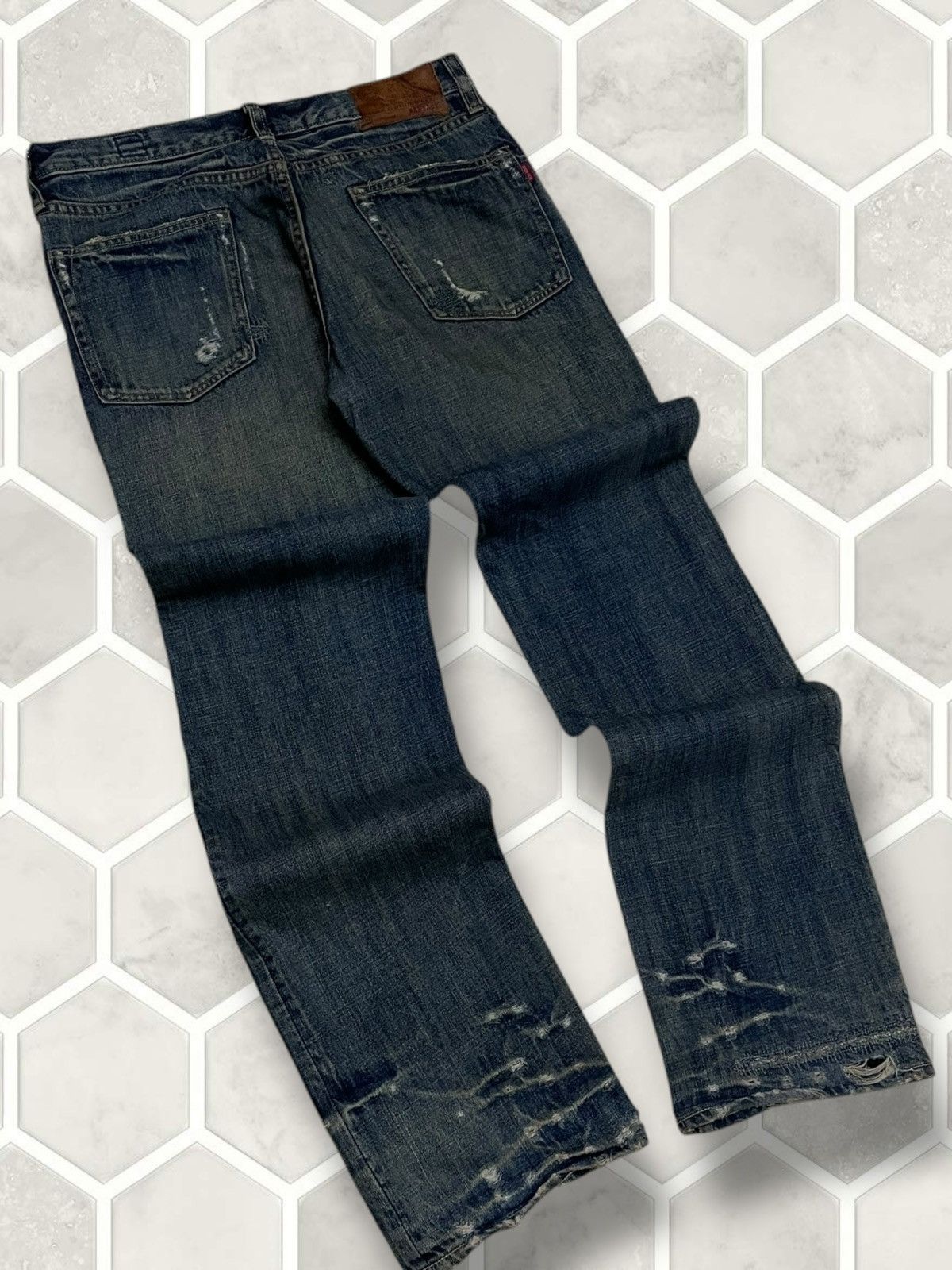 If Six Was Nine Vintage 1990s Rare Designer Japan Bartack Distressed Denim Size US 31 - 12 Thumbnail