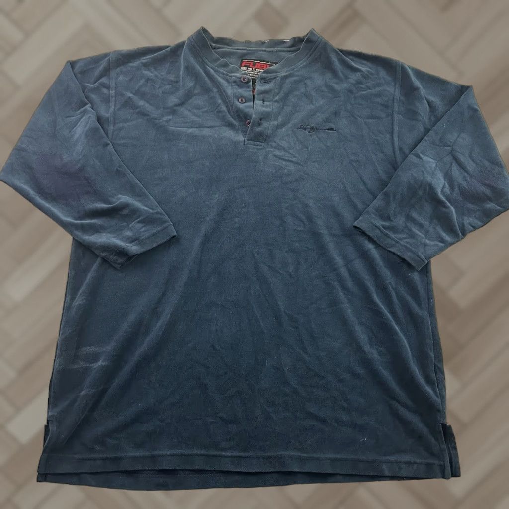 Fubu VINTAGE FUBU Velour Long Sleeve Button Front Rugby Shirt Men M Blue Size US M / EU 48-50 / 2 - 1 Thumbnail