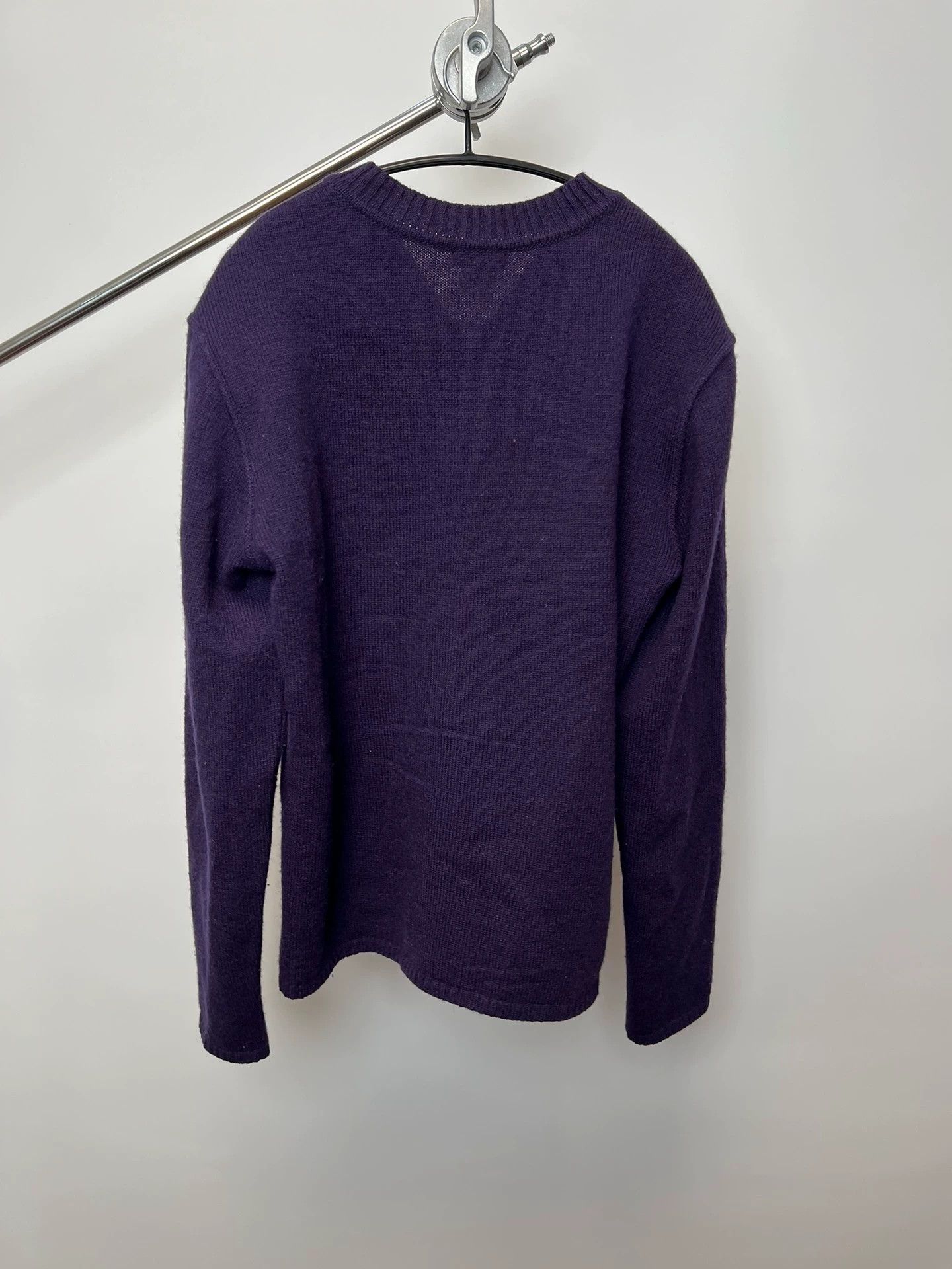 Dries Van Noten Dries Van Noten Check Purple Paneled Wool Sweater Size L / US 10 / IT 46 - 7 Thumbnail