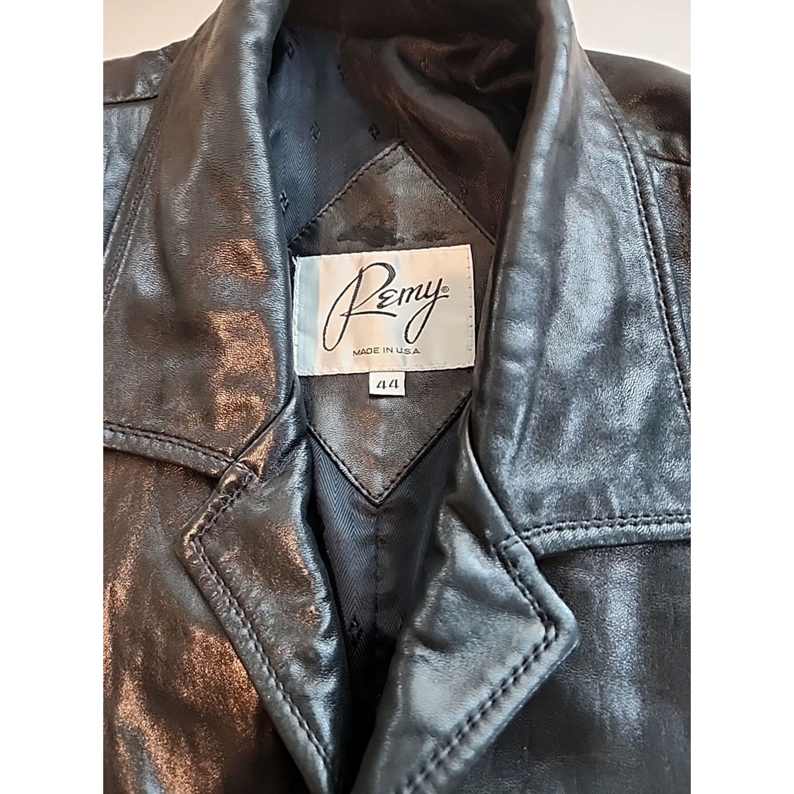 Vintage VINTAGE Remy Leather Jacket Mens Black Button Front Made in USA Coat Size US S / EU 44-46 / 1 - 3 Thumbnail